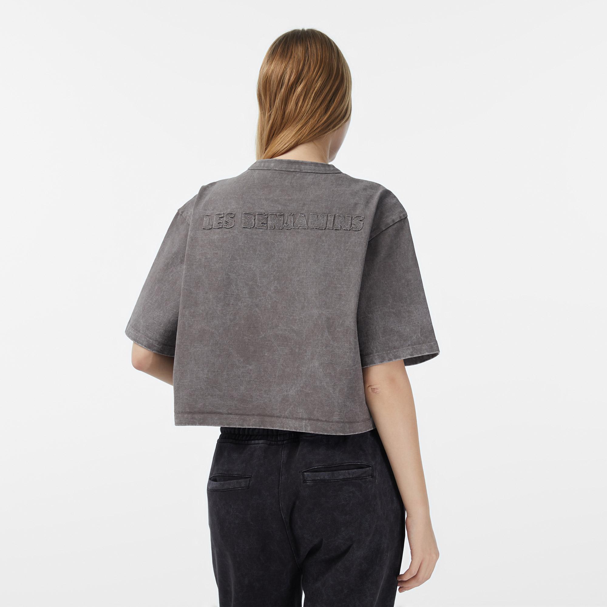 Les Benjamins Crop Oversize Fit Kadın Gri T-Shirt