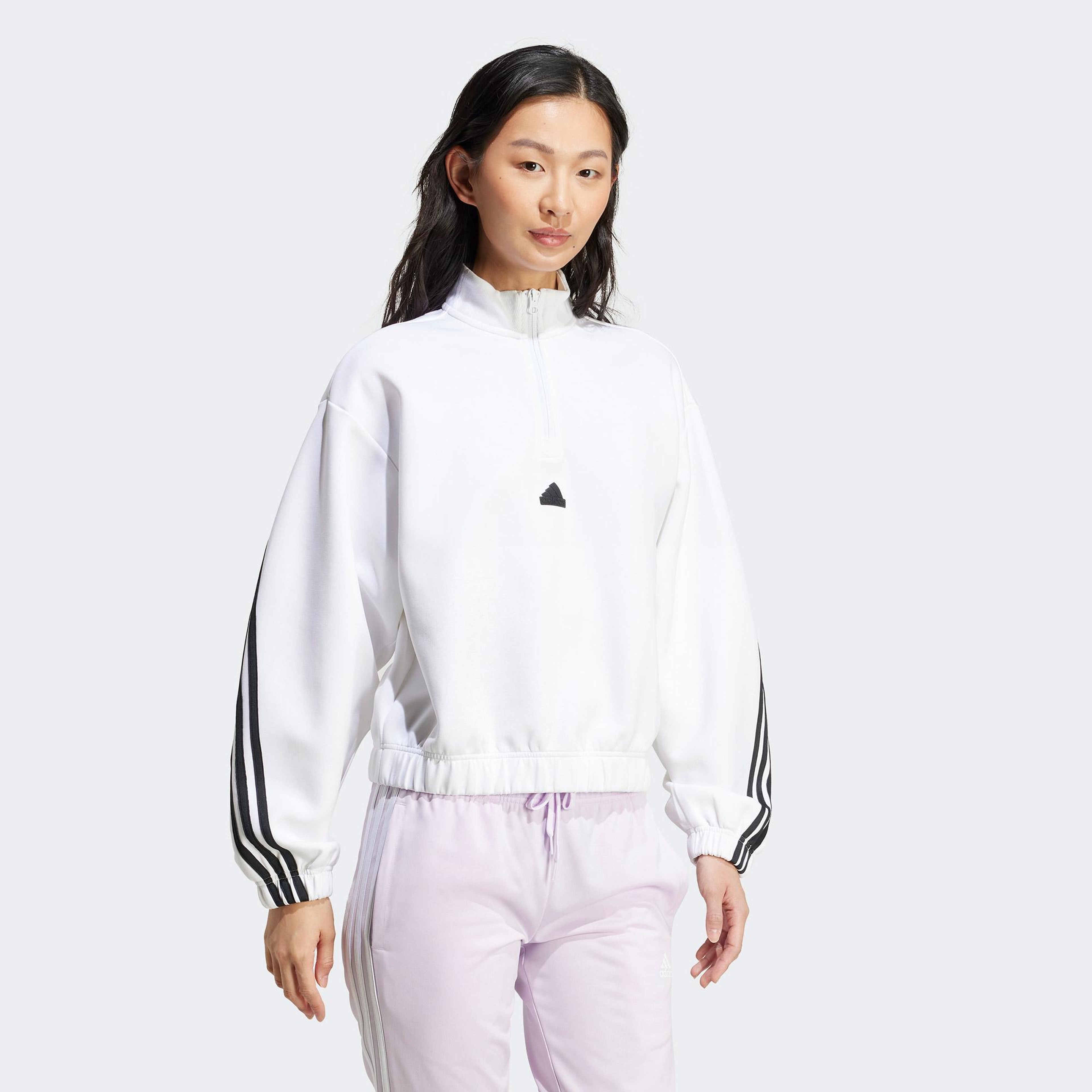 adidas Future Icons 3S 1/4 Zip Kadın Beyaz Günlük Sweatshirt