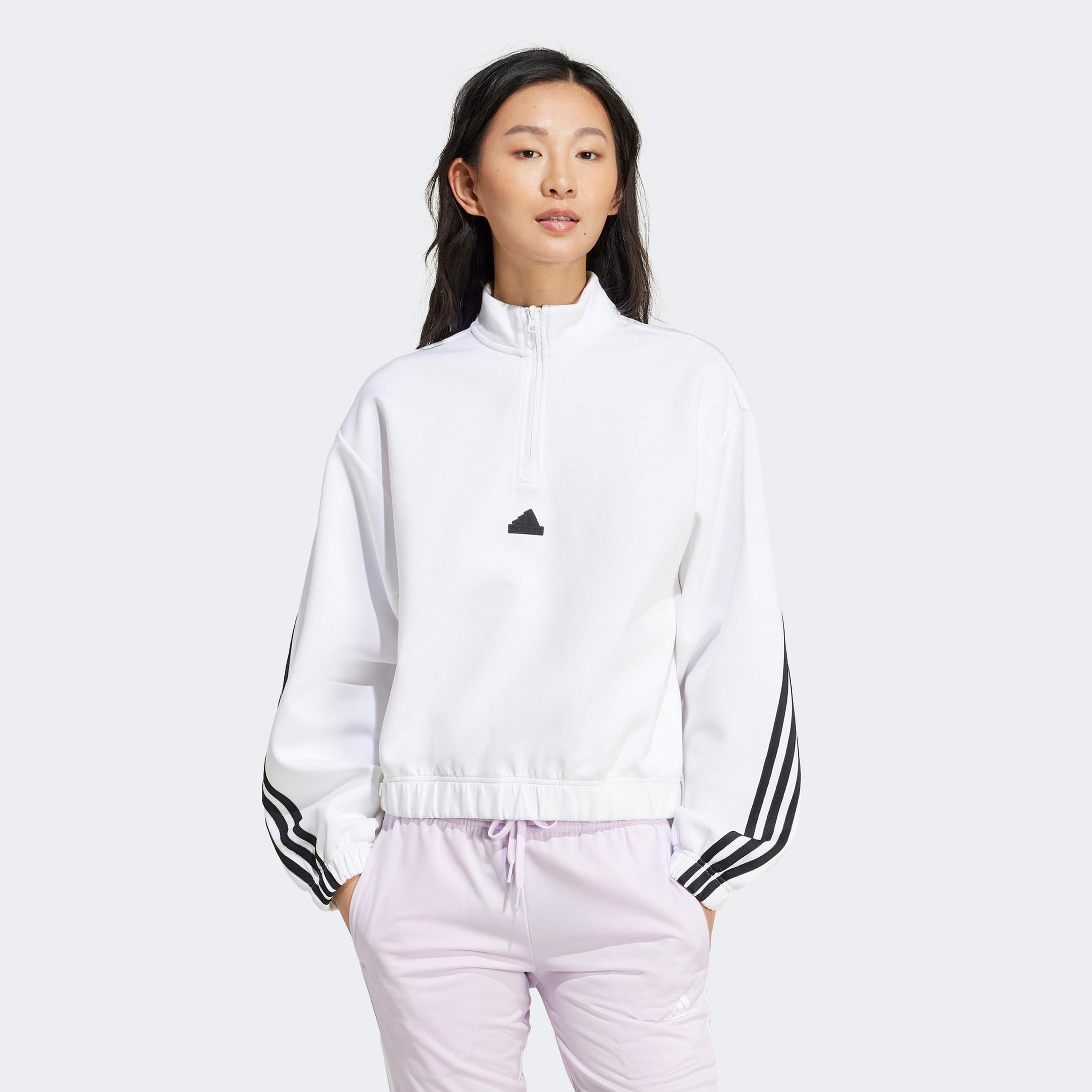 adidas Future Icons 3S 1/4 Zip Kadın Beyaz Günlük Sweatshirt