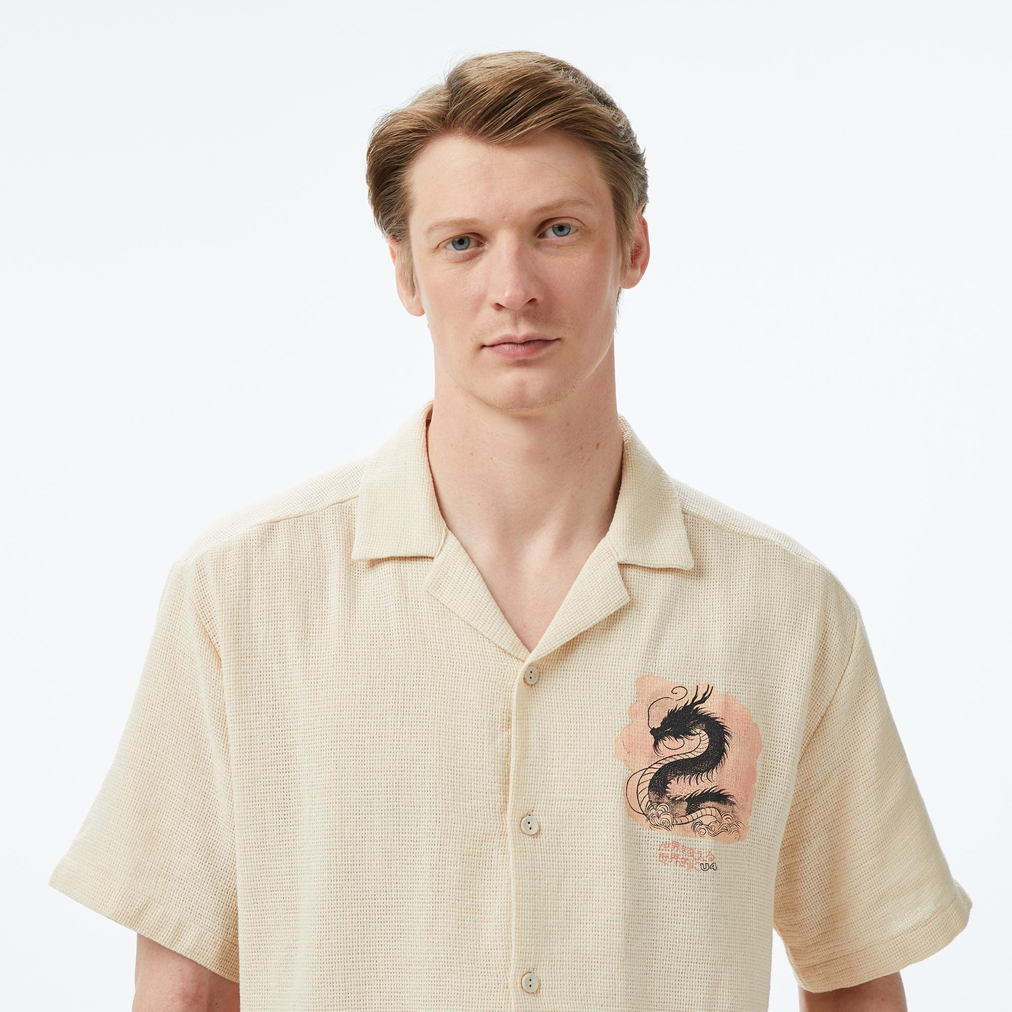 UNITED4 Classic Fit Erkek Krem Gömlek