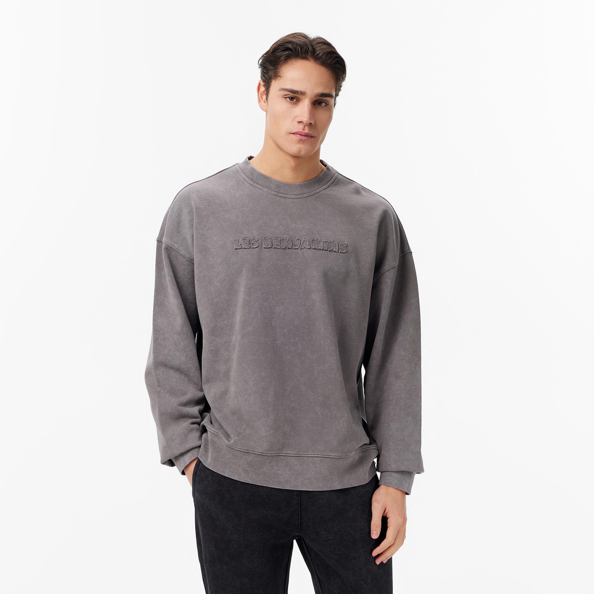 Les Benjamins Relaxed Fit Unisex Gri Sweatshirt