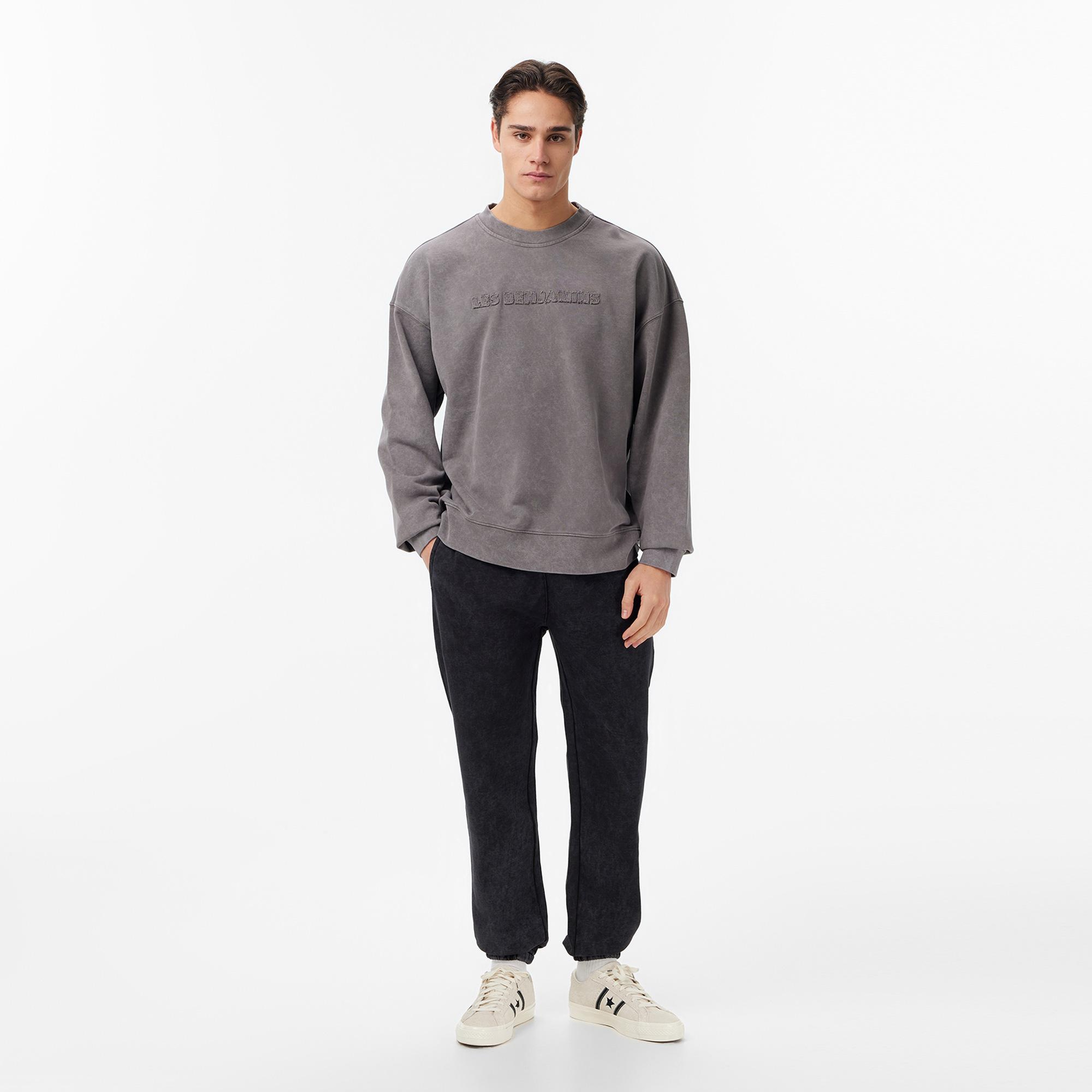 Les Benjamins Relaxed Fit Unisex Gri Sweatshirt