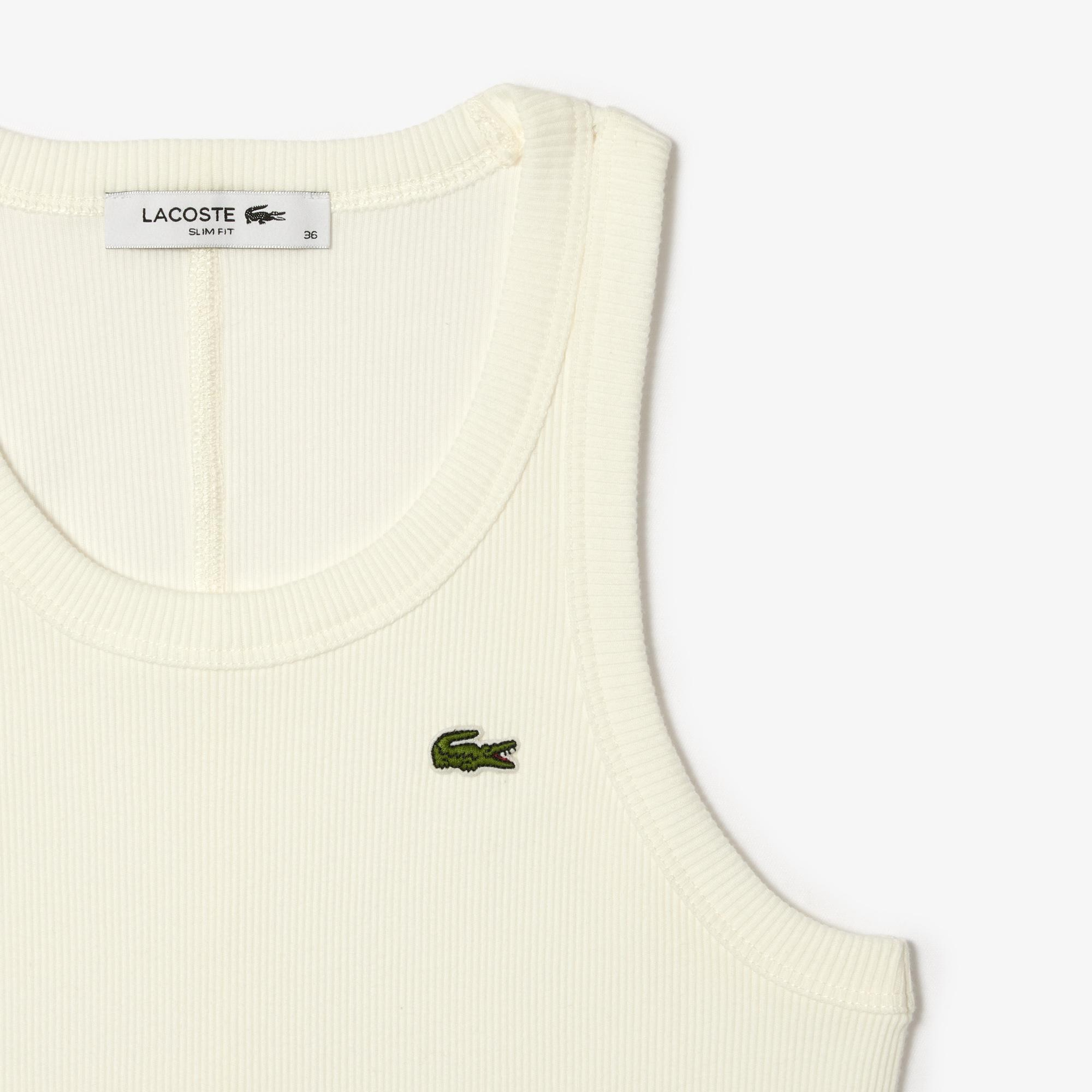 Lacoste Slim Fit Kadın Beyaz T-Shirt