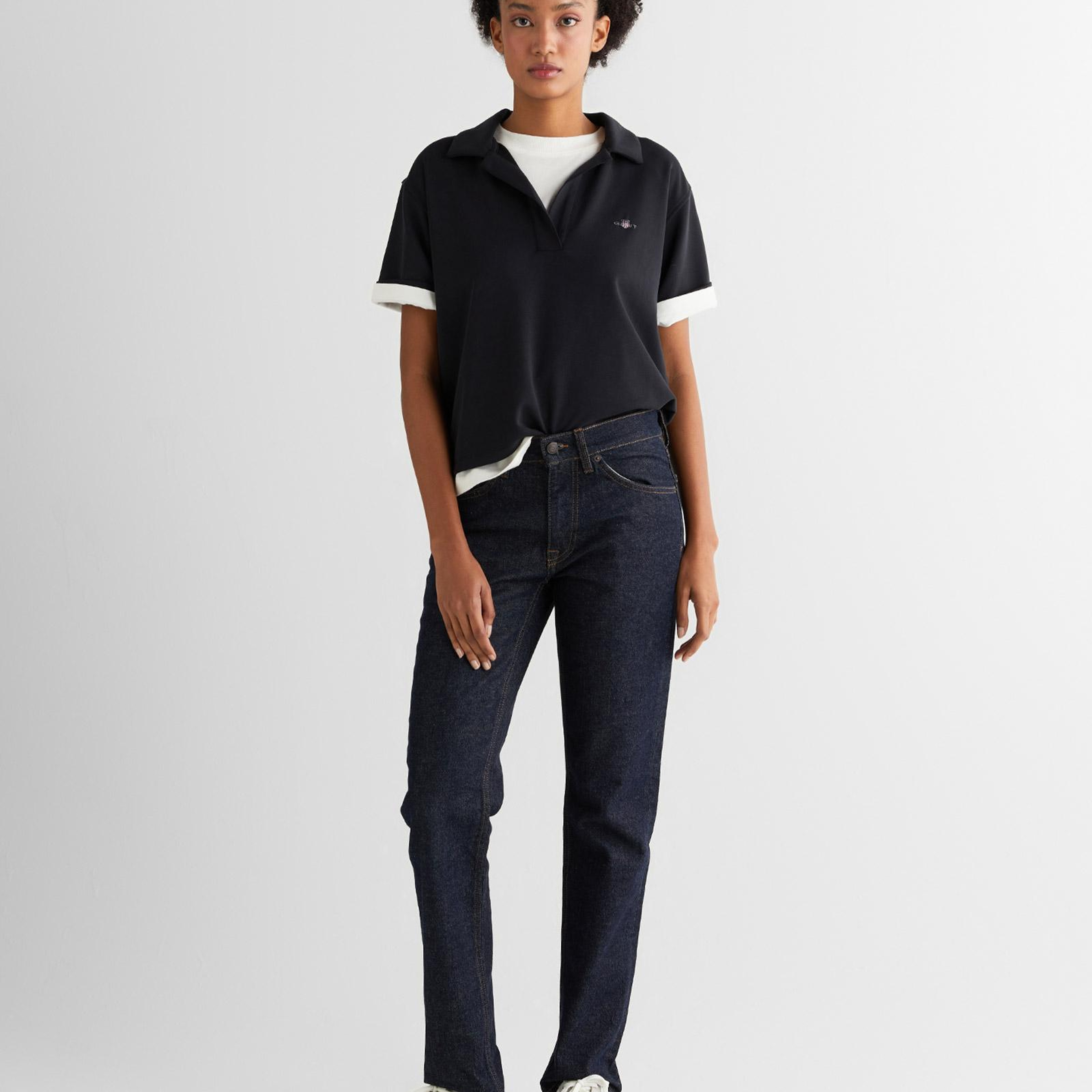 GANT Kadın Siyah Relaxed Fit Polo Yaka Polo