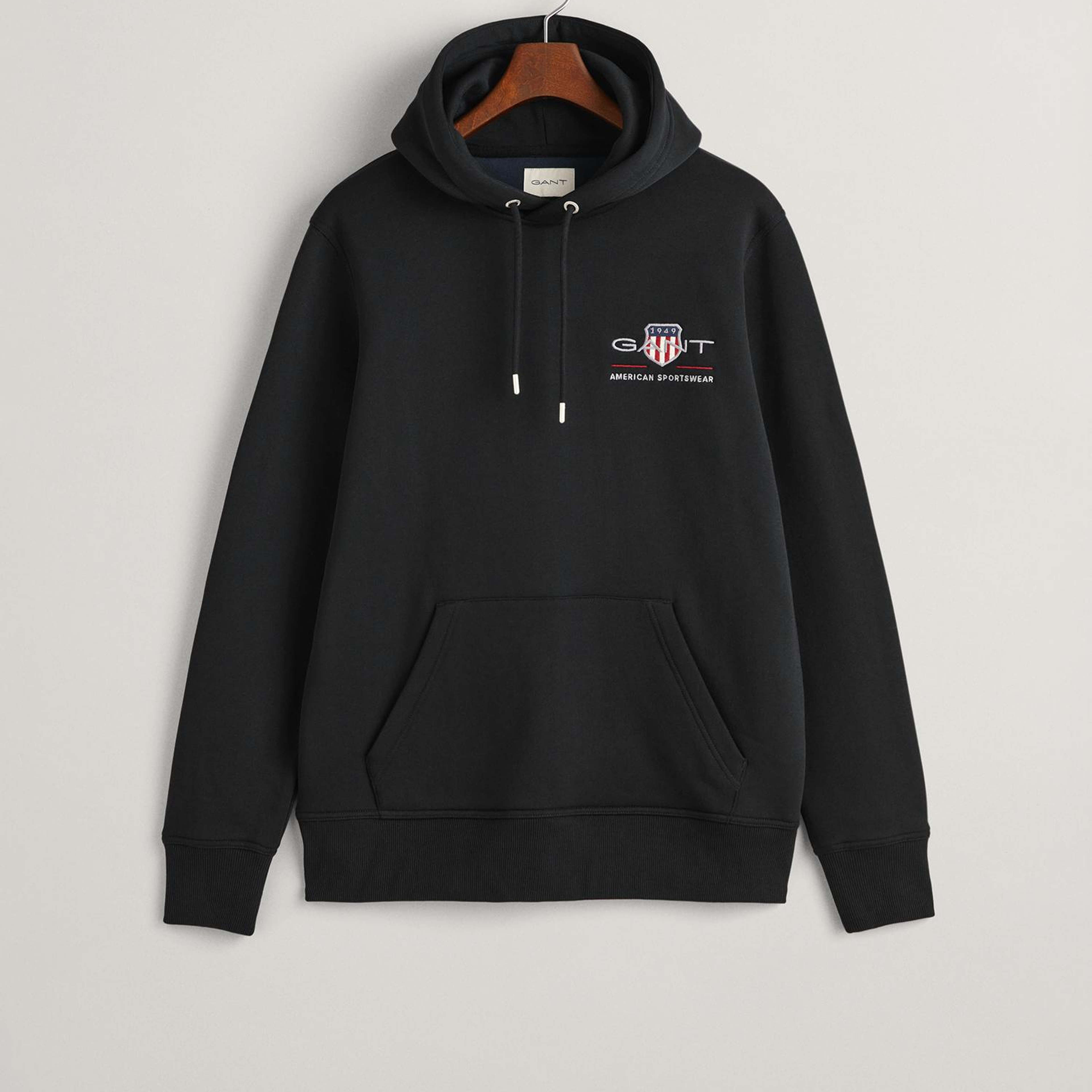 GANT Erkek Siyah Regular Fit Kapüşonlu Logolu Sweatshirt