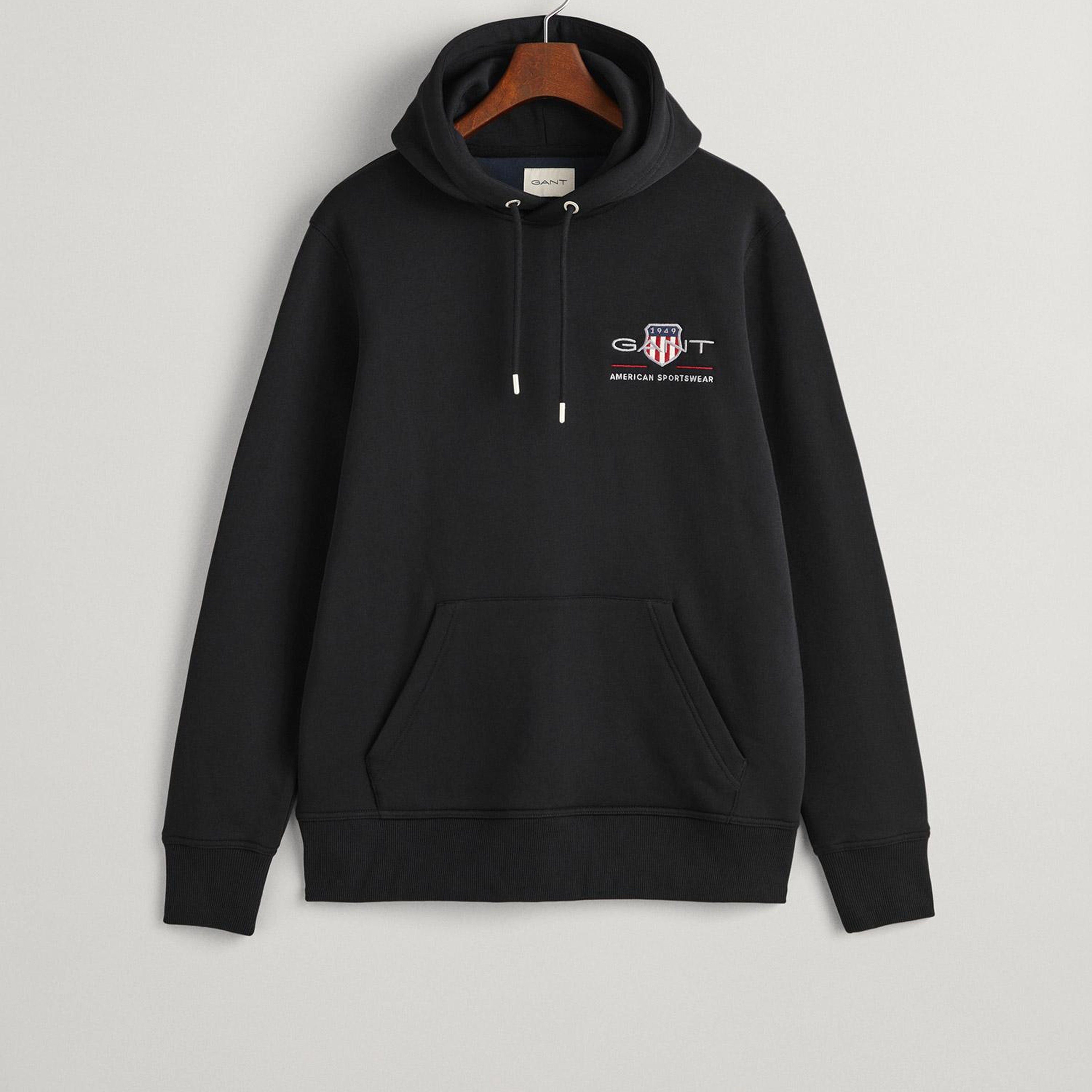 GANT Erkek Siyah Regular Fit Kapüşonlu Logolu Sweatshirt