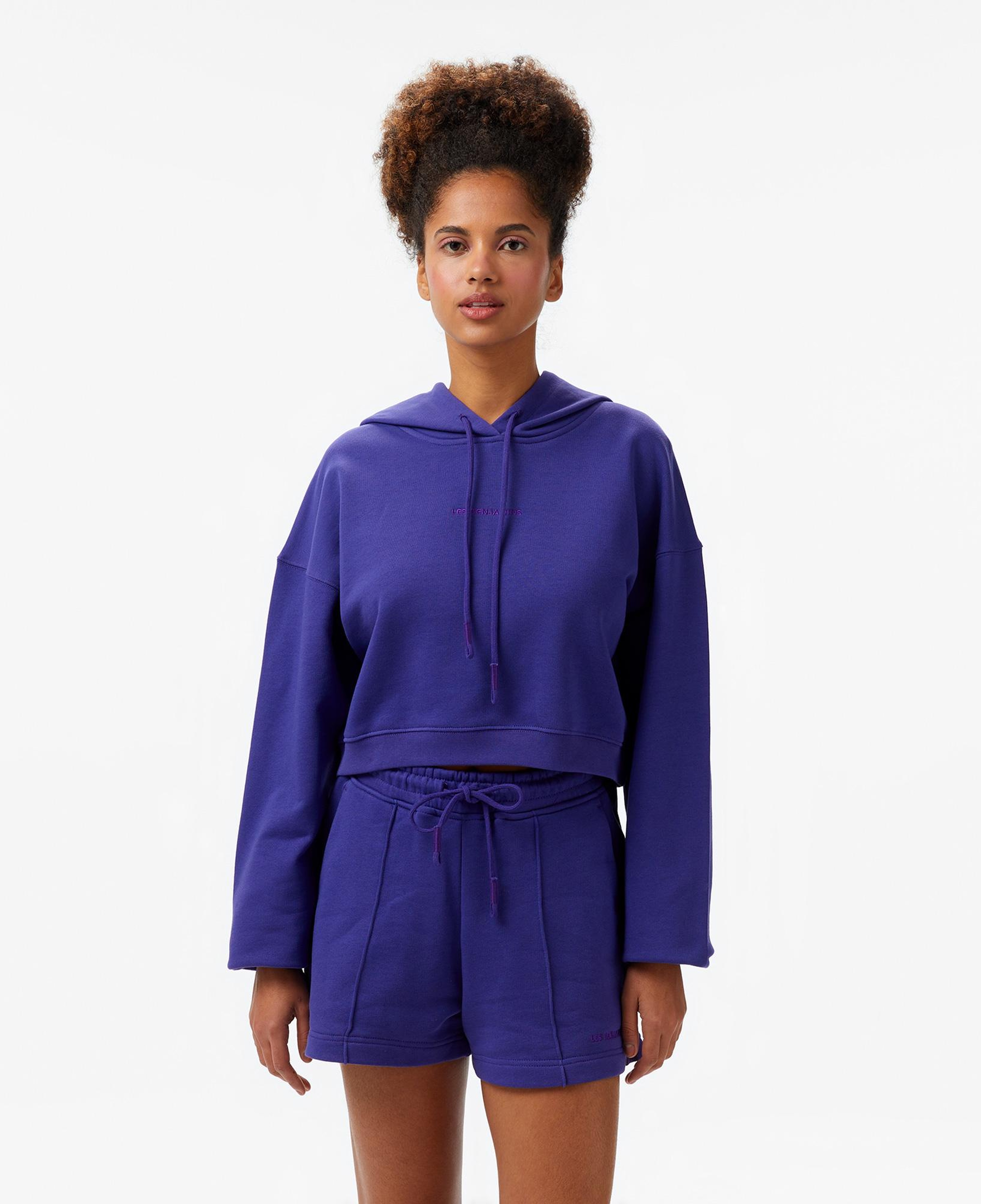 Les Benjamins Kadın Mor Crop Hoodie