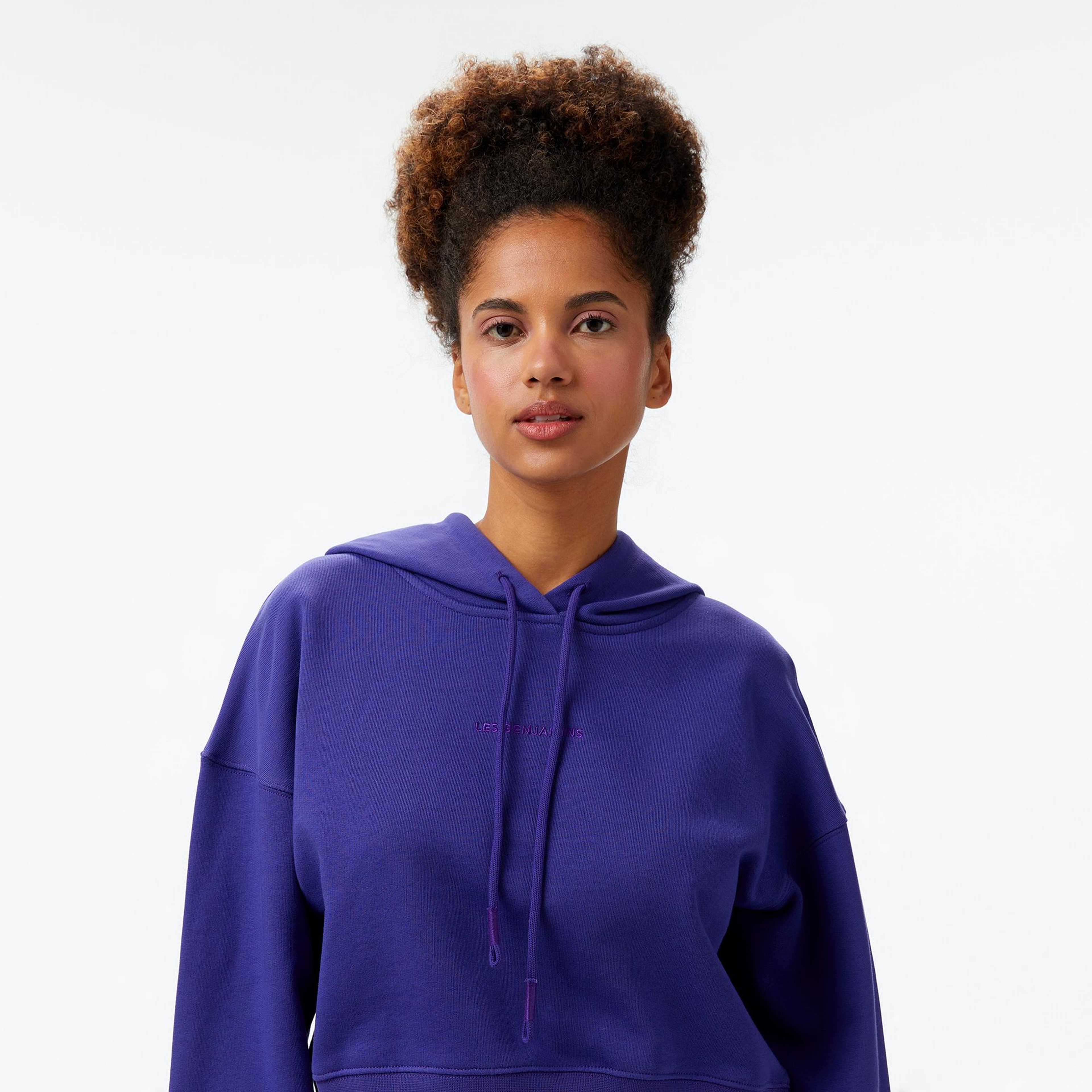 Les Benjamins Kadın Mor Crop Hoodie