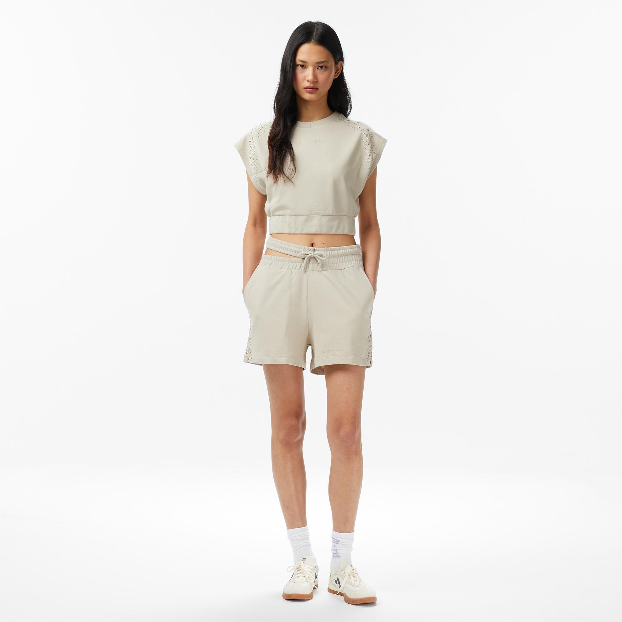 UNITED4 Regular Fit Kadın Krem T-Shirt