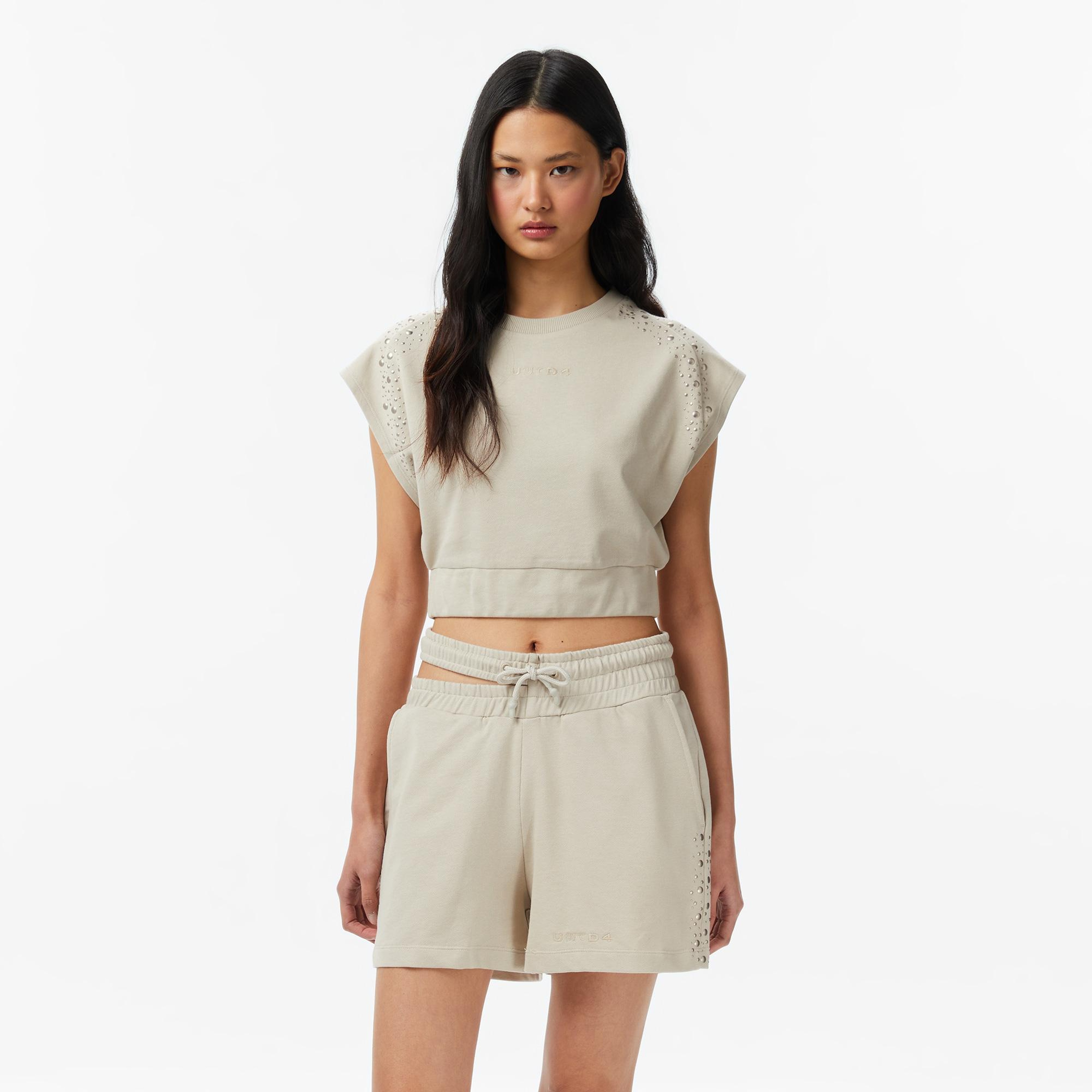 UNITED4 Regular Fit Kadın Krem T-Shirt