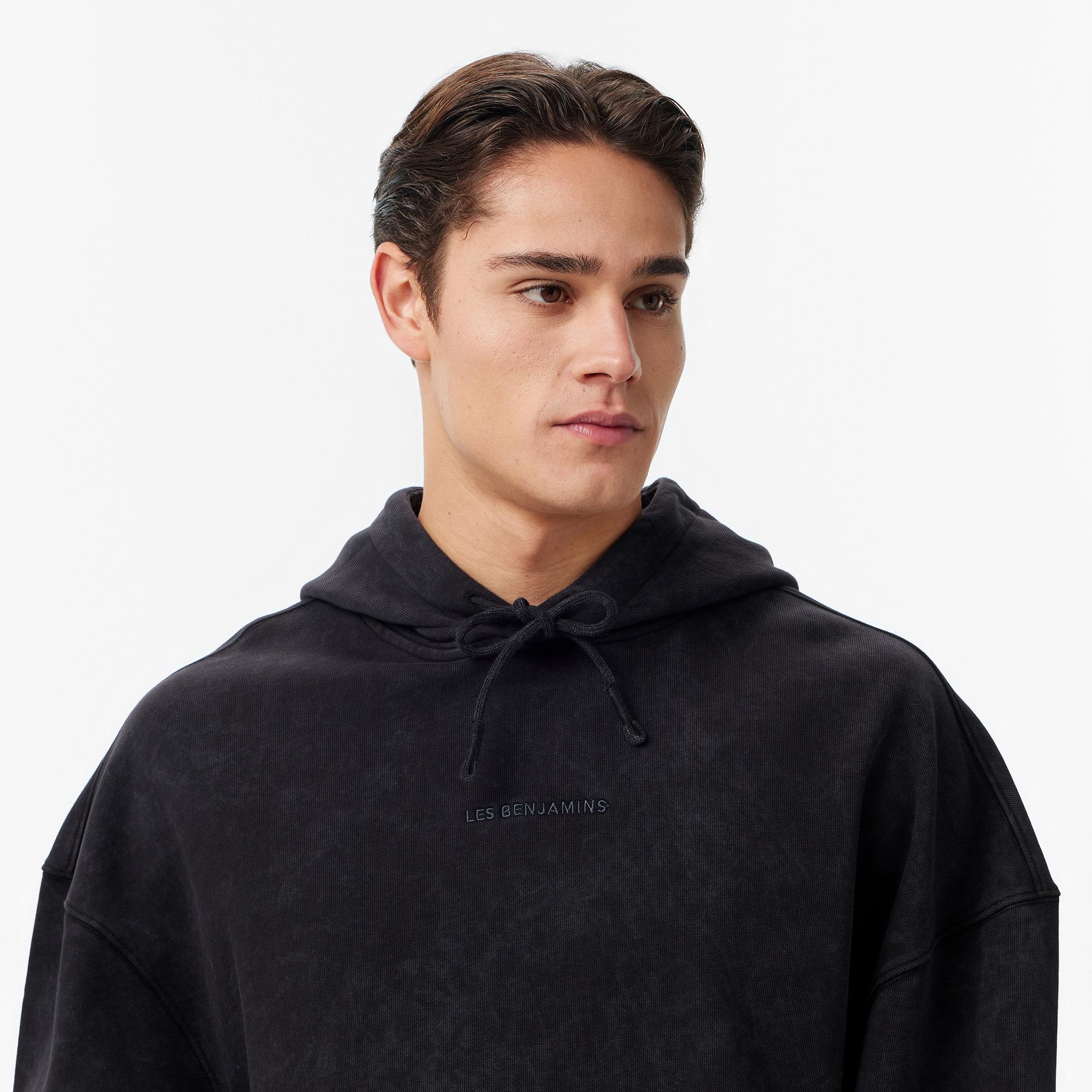 Les Benjamins Oversize Fit Erkek Siyah Hoodie