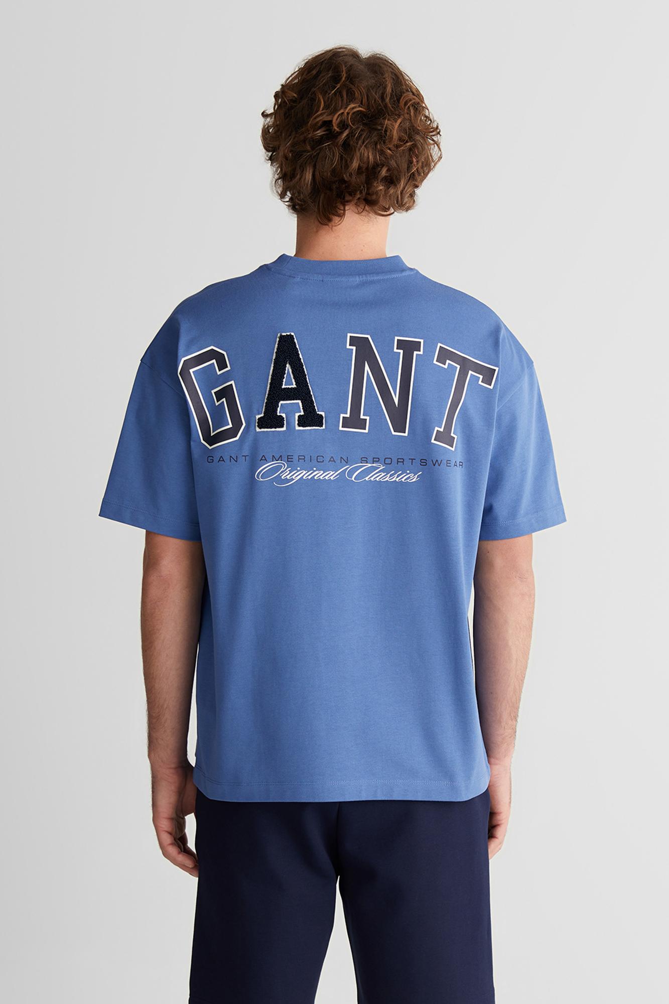 GANT Erkek Mavi Baskılı Kısa Kollu T-Shirt