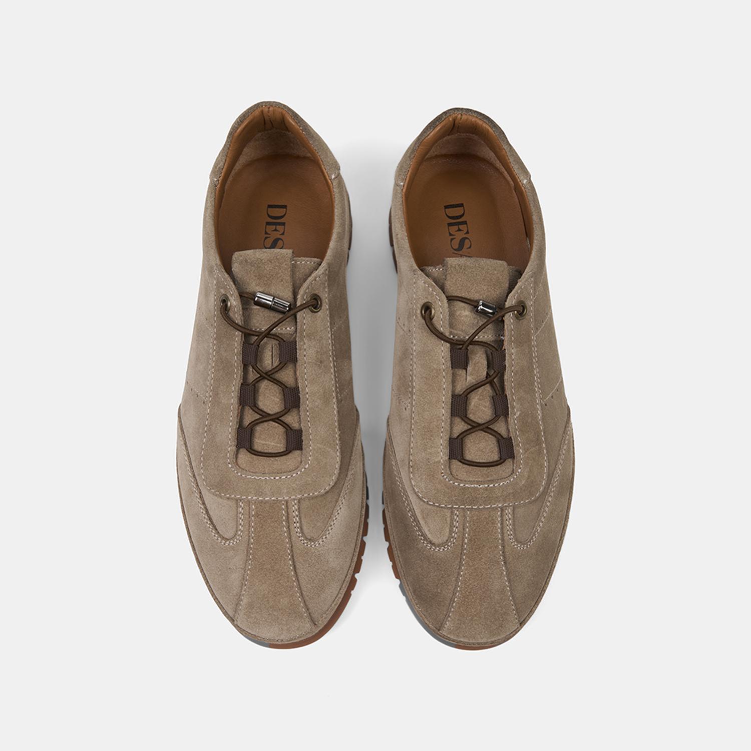 Erkek Bej Lastik Bağcıklı Günlük Süet Spor Ayakkabı