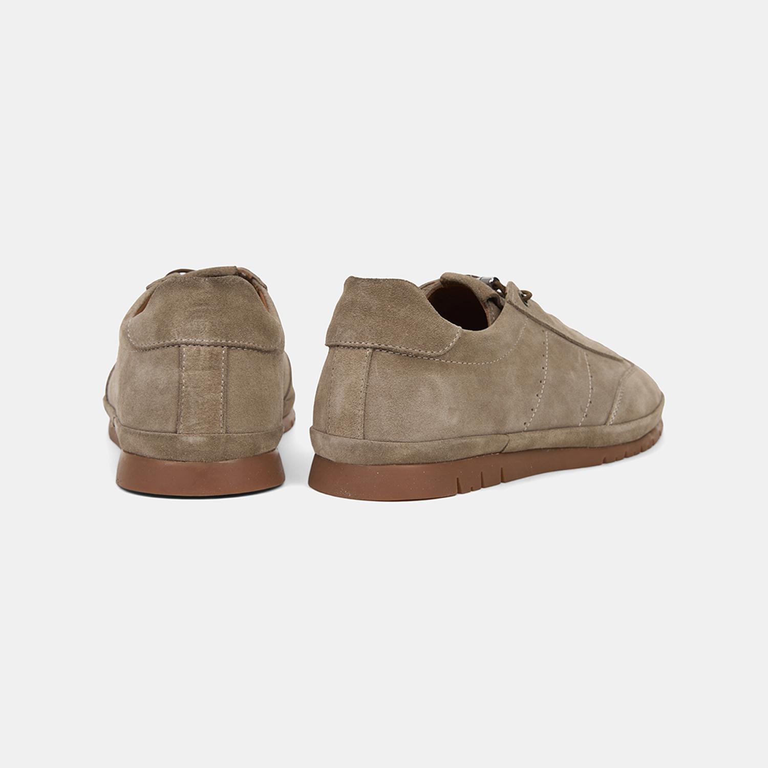 Erkek Bej Lastik Bağcıklı Günlük Süet Spor Ayakkabı