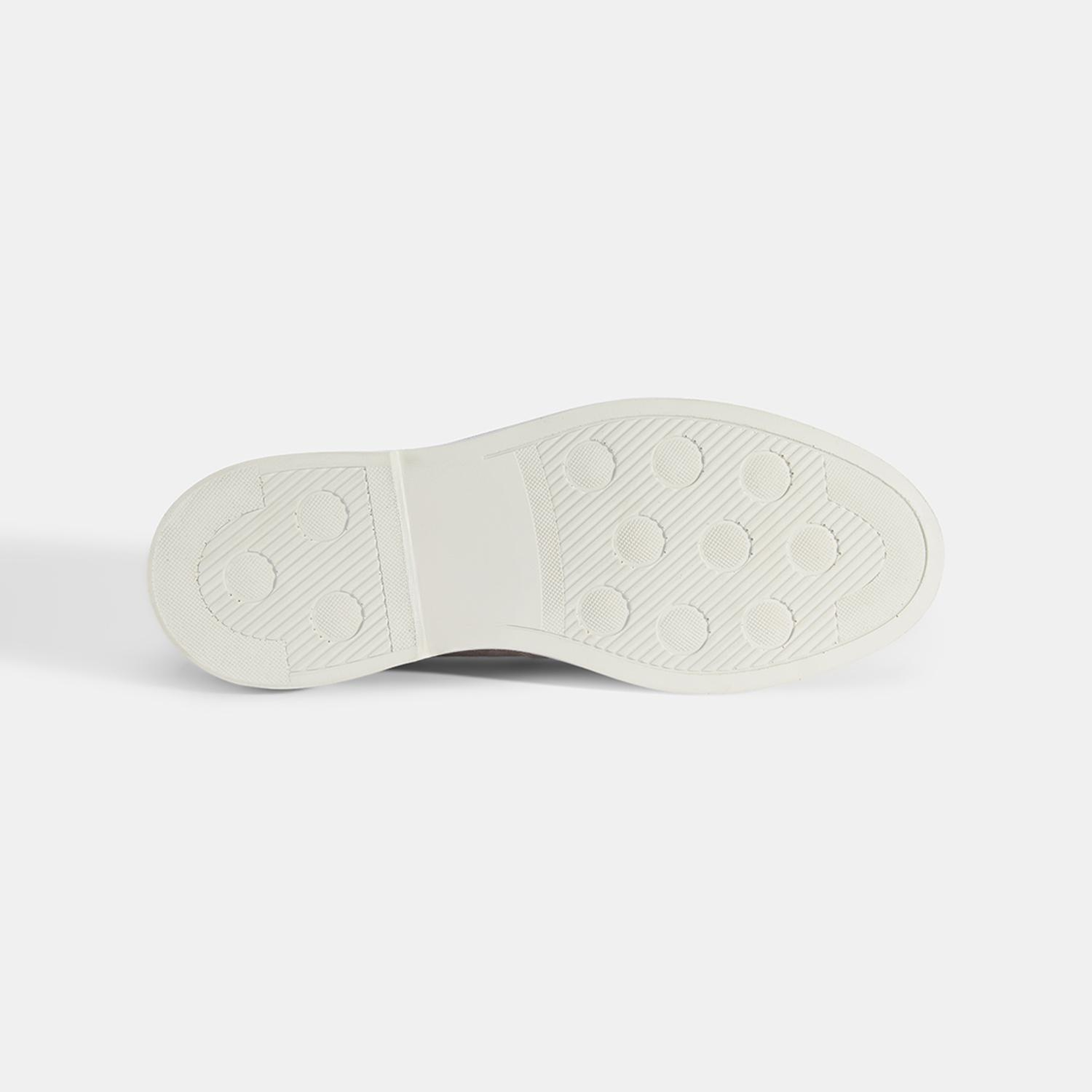 Erkek Bej Klasik Beyaz Tabanlı Süet Loafer