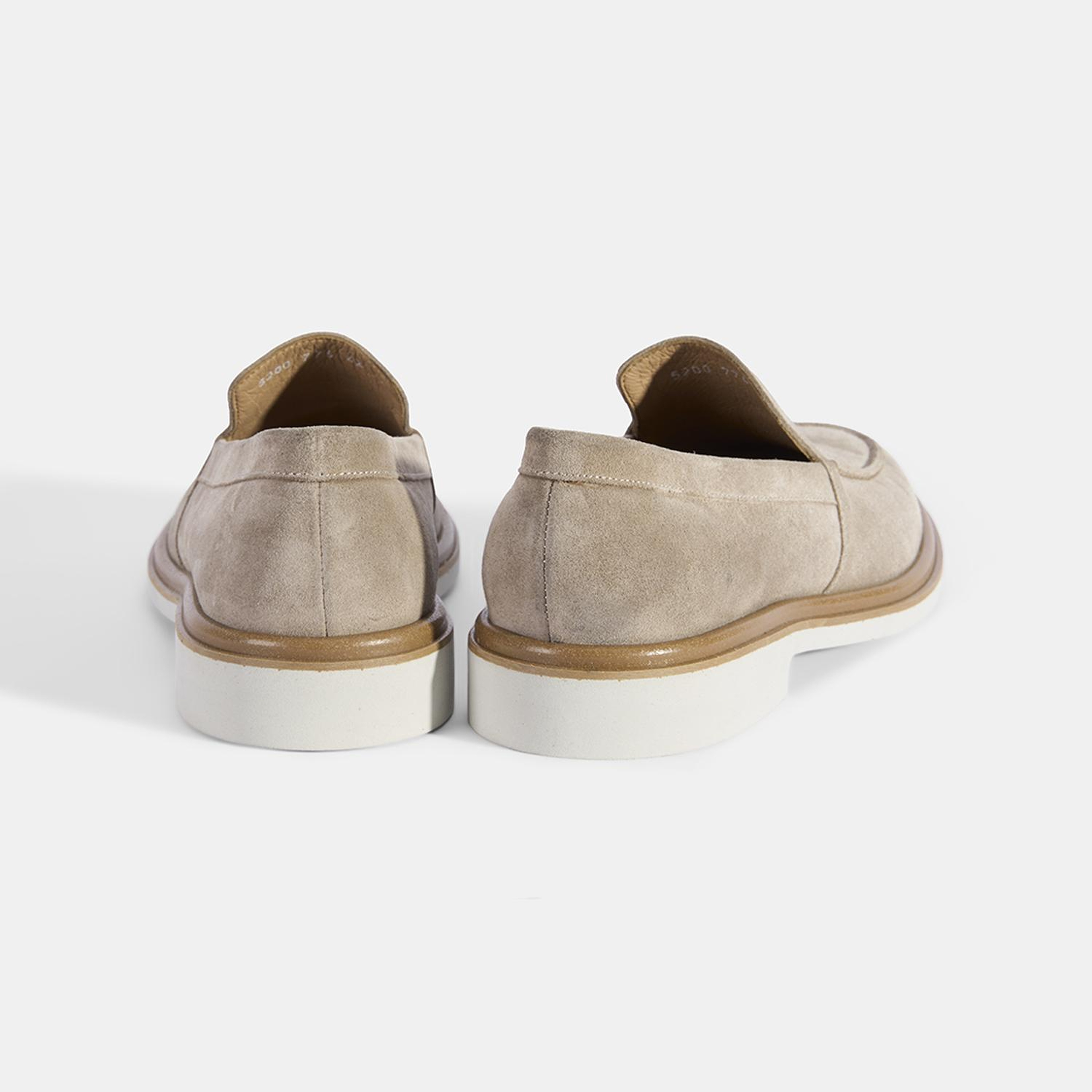 Erkek Bej Klasik Beyaz Tabanlı Süet Loafer