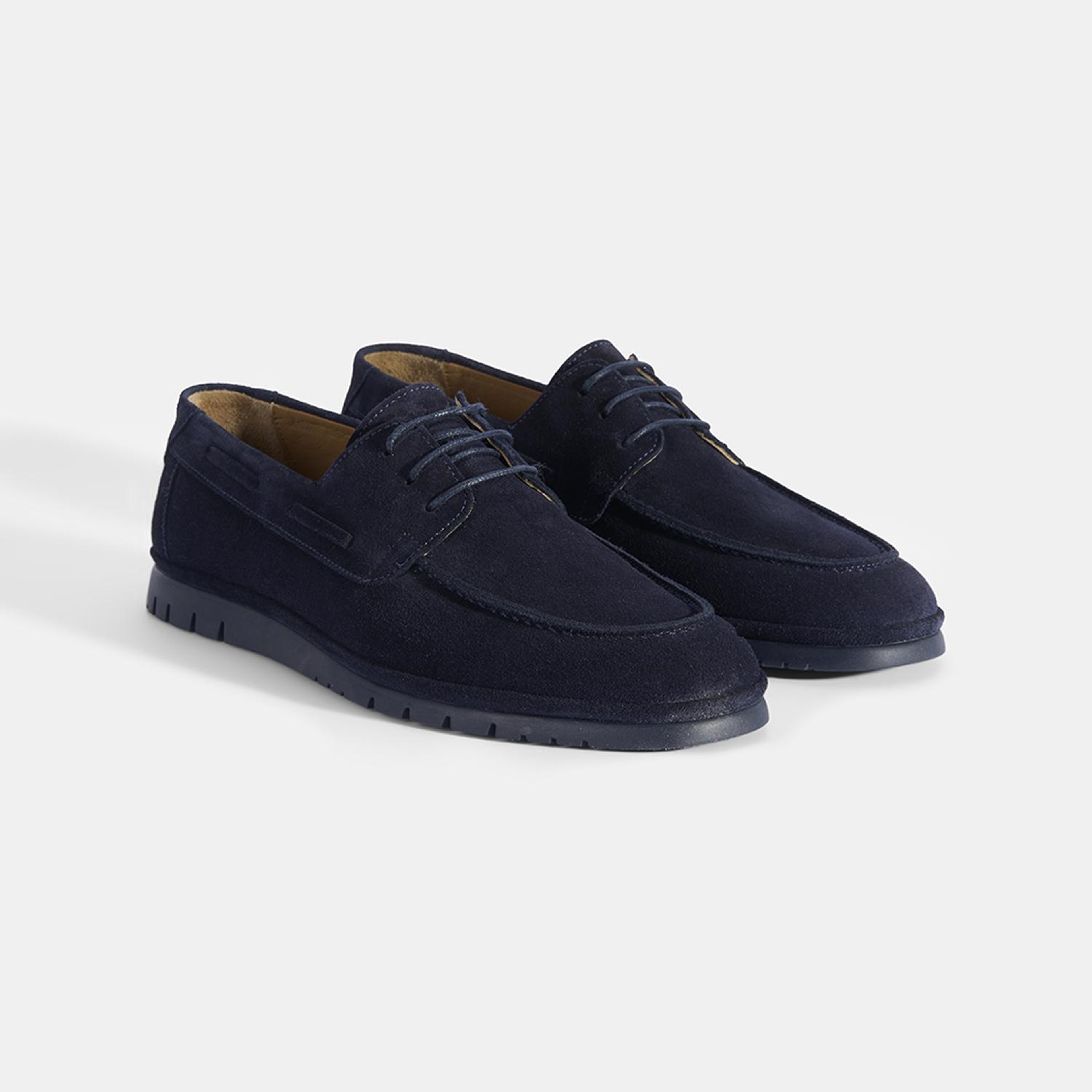 Erkek Lacivert Bağcıklı Süet Günlük Loafer