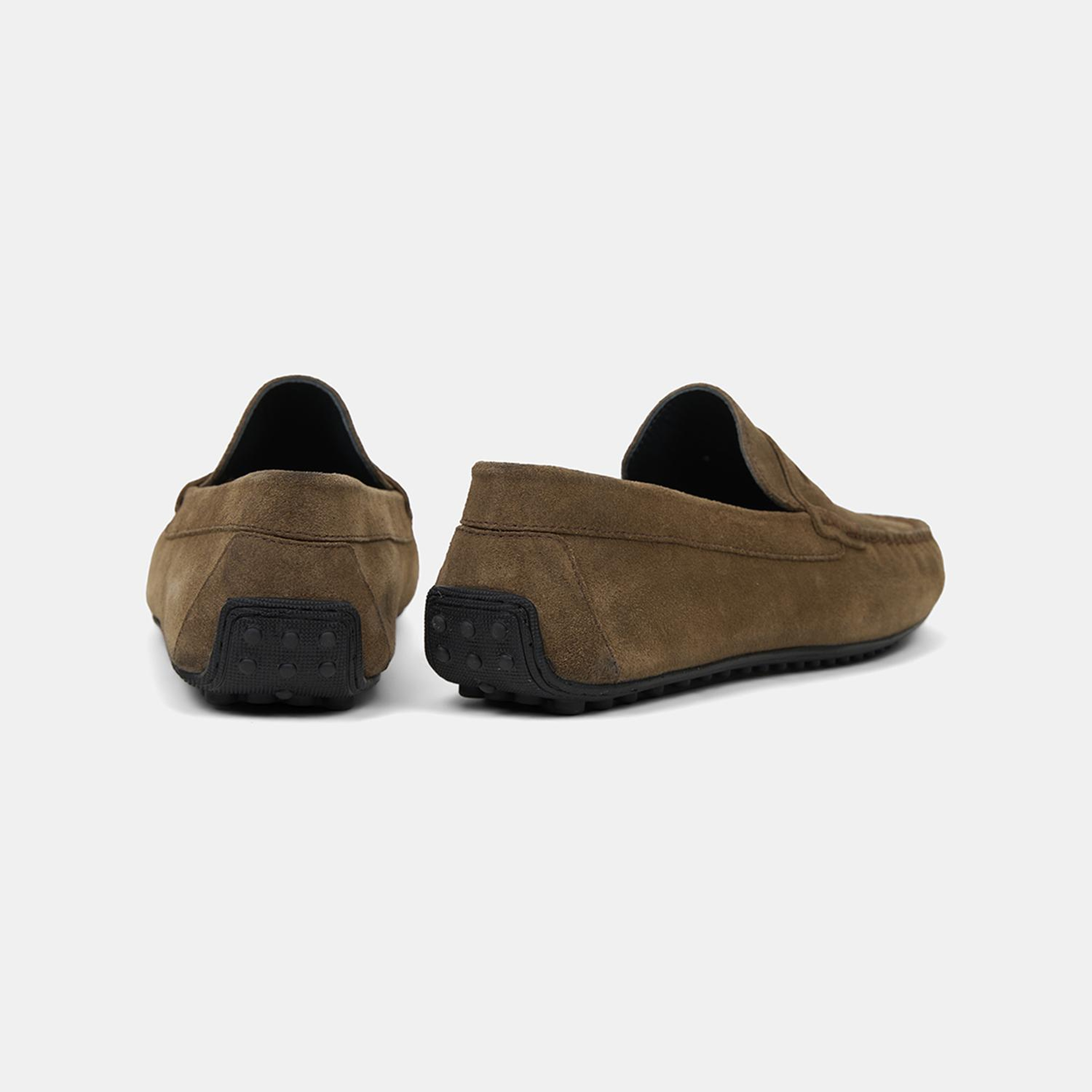 Erkek Koyu Bej Yuvarlak Burun Spor Günlük Süet Loafer