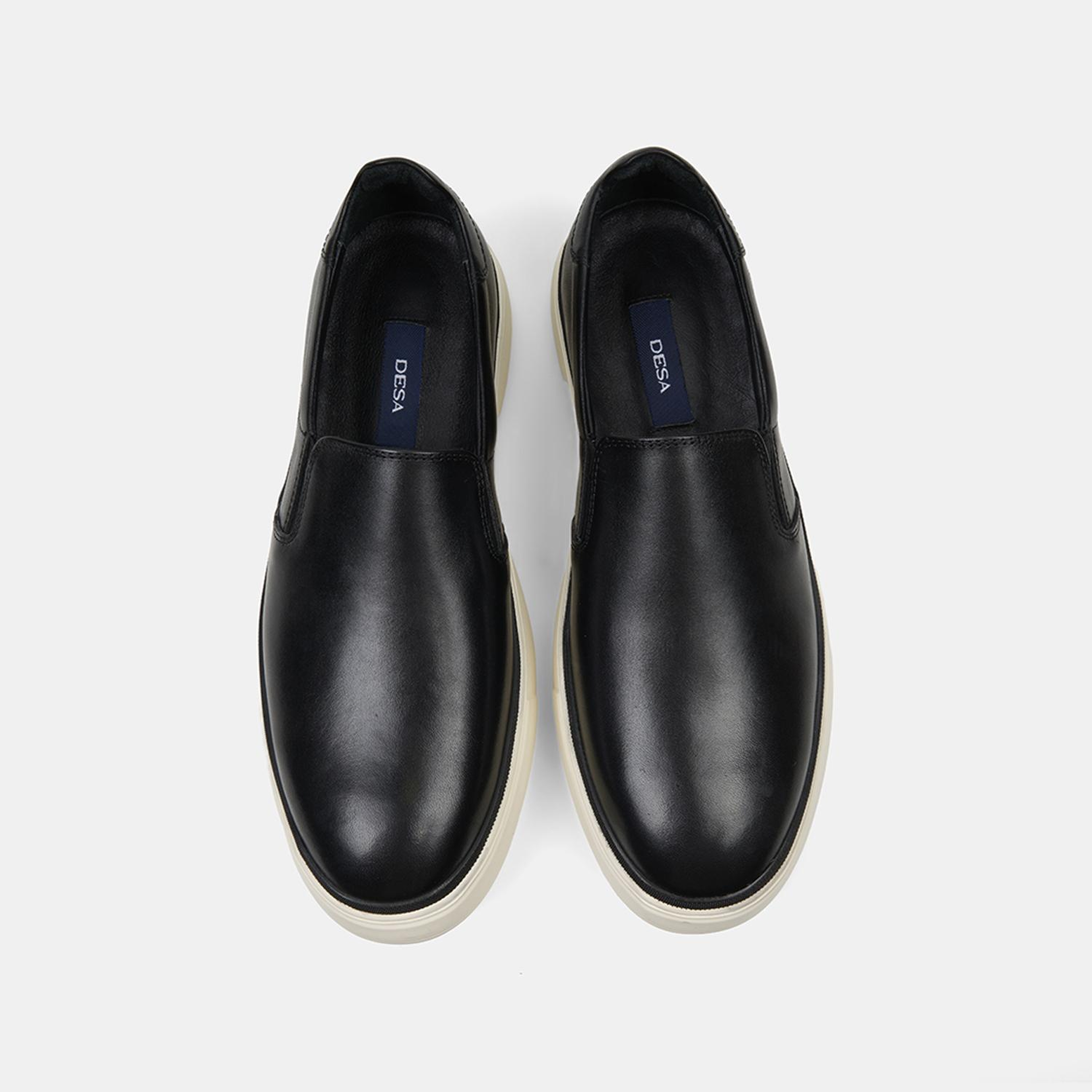 Erkek Siyah Kalın Tabanlı Deri Spor Loafer