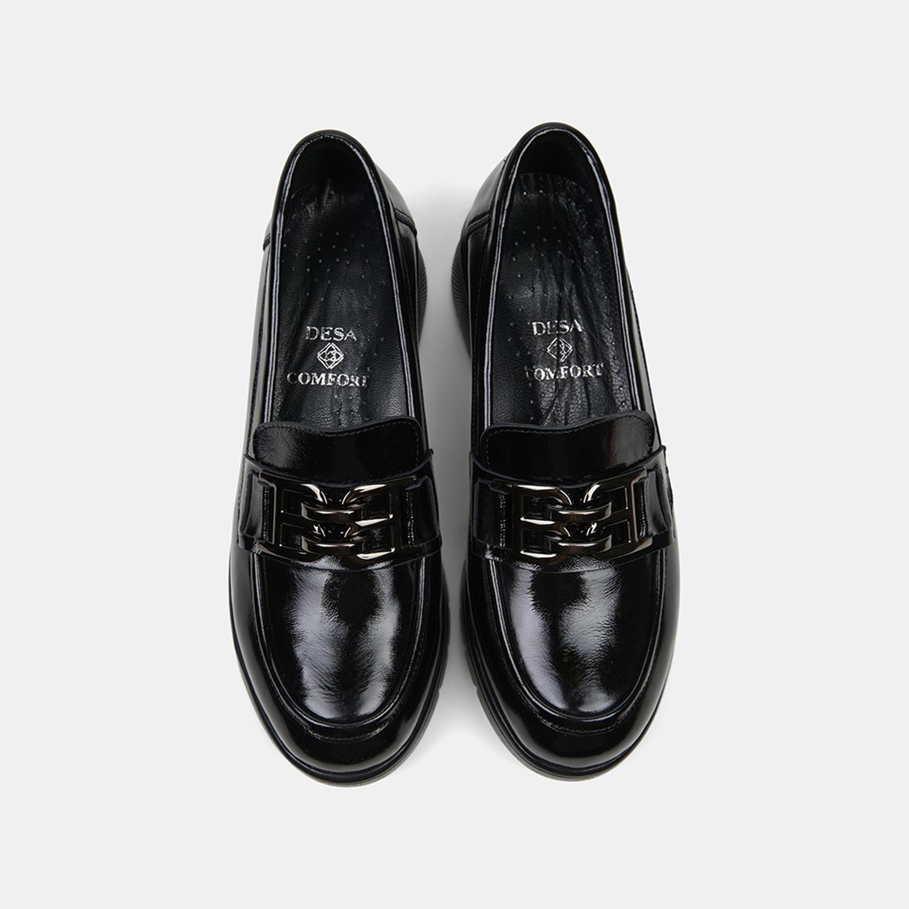 Kadın Siyah DesaComfort Dolgu Topuklu Rugan Loafer
