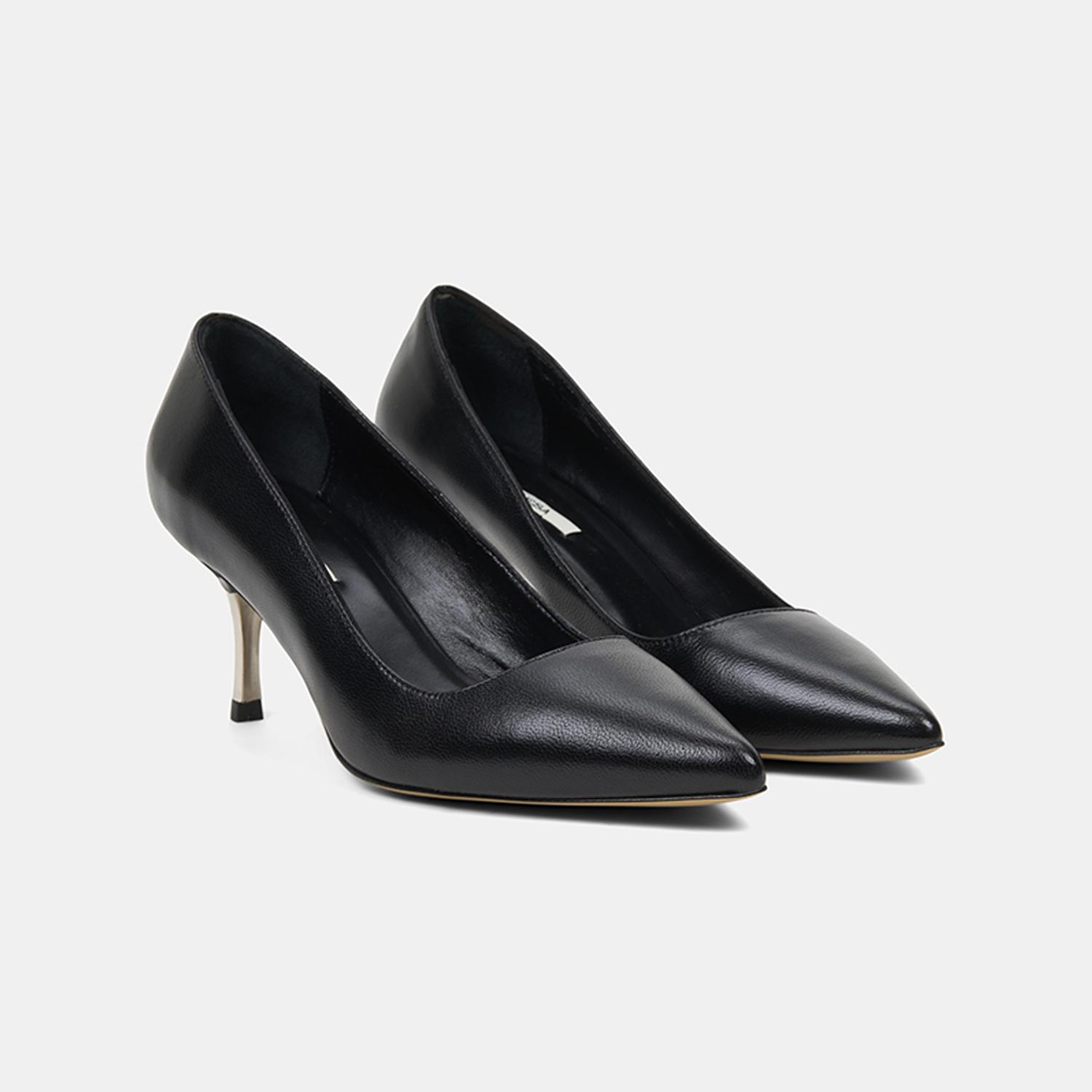 Kadın Siyah Sivri Burunlu Deri Stiletto