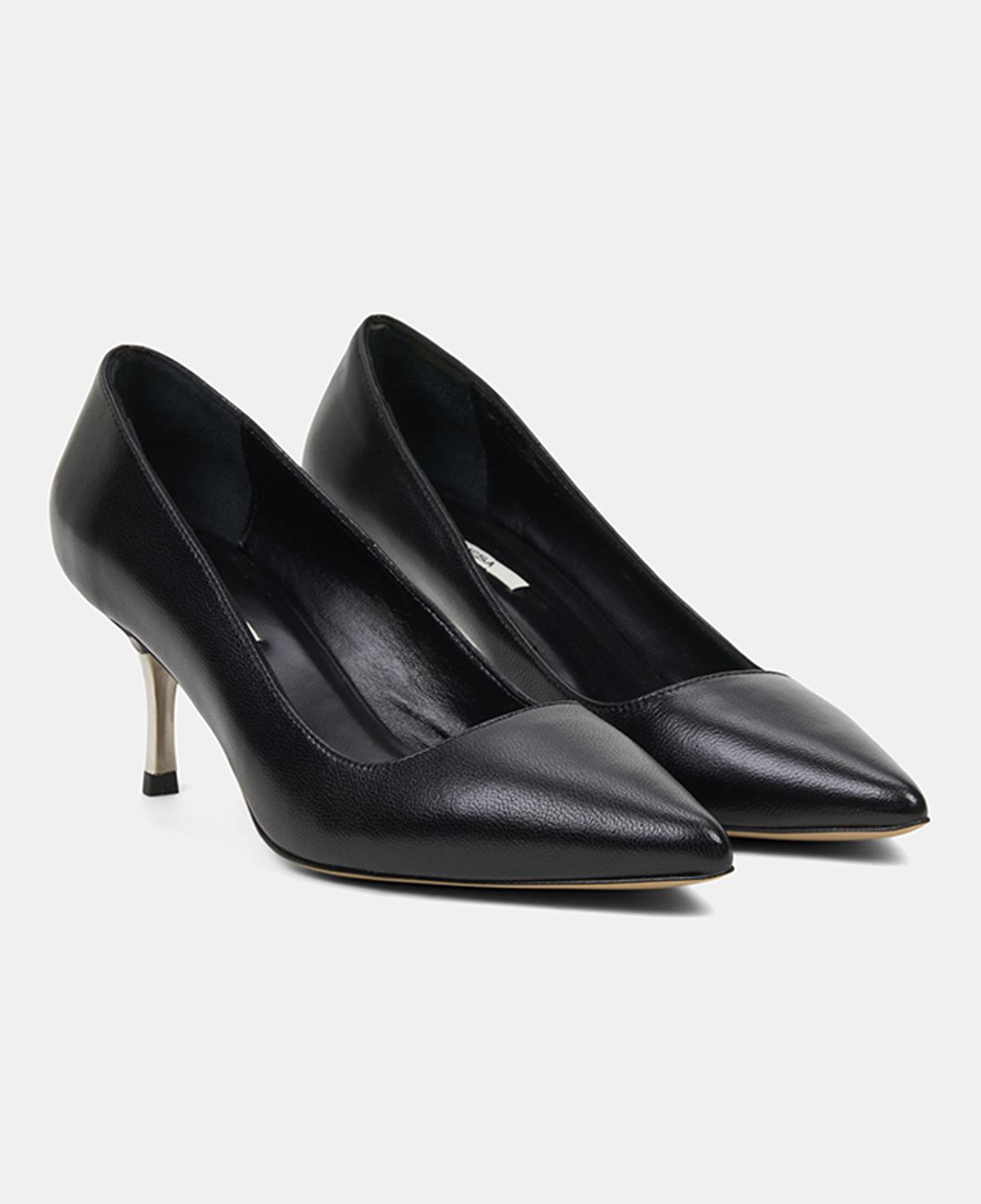 Kadın Siyah Sivri Burunlu Deri Stiletto