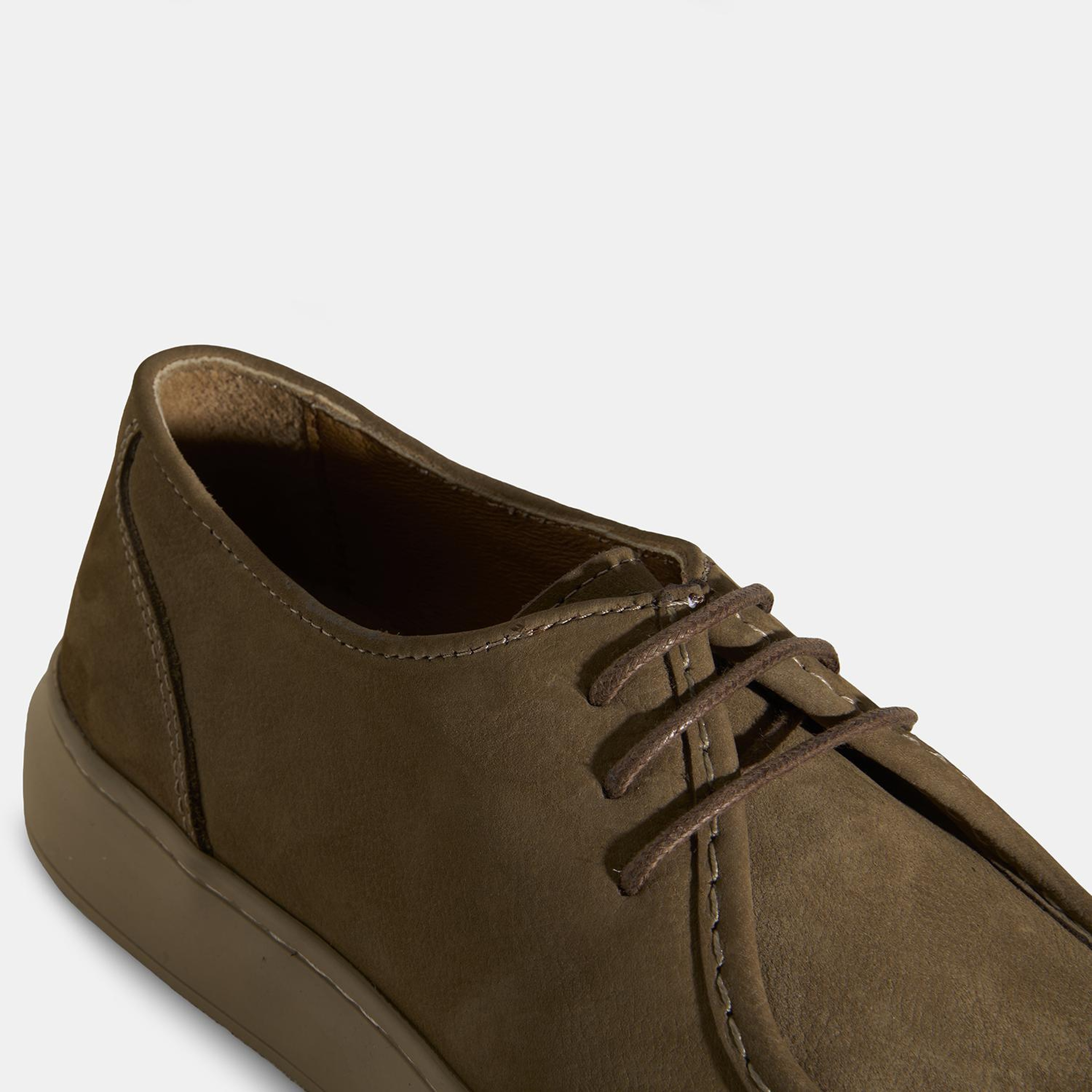 Erkek Koyu Bej Bağcıklı Nubuk Deri Günlük Ayakkabı