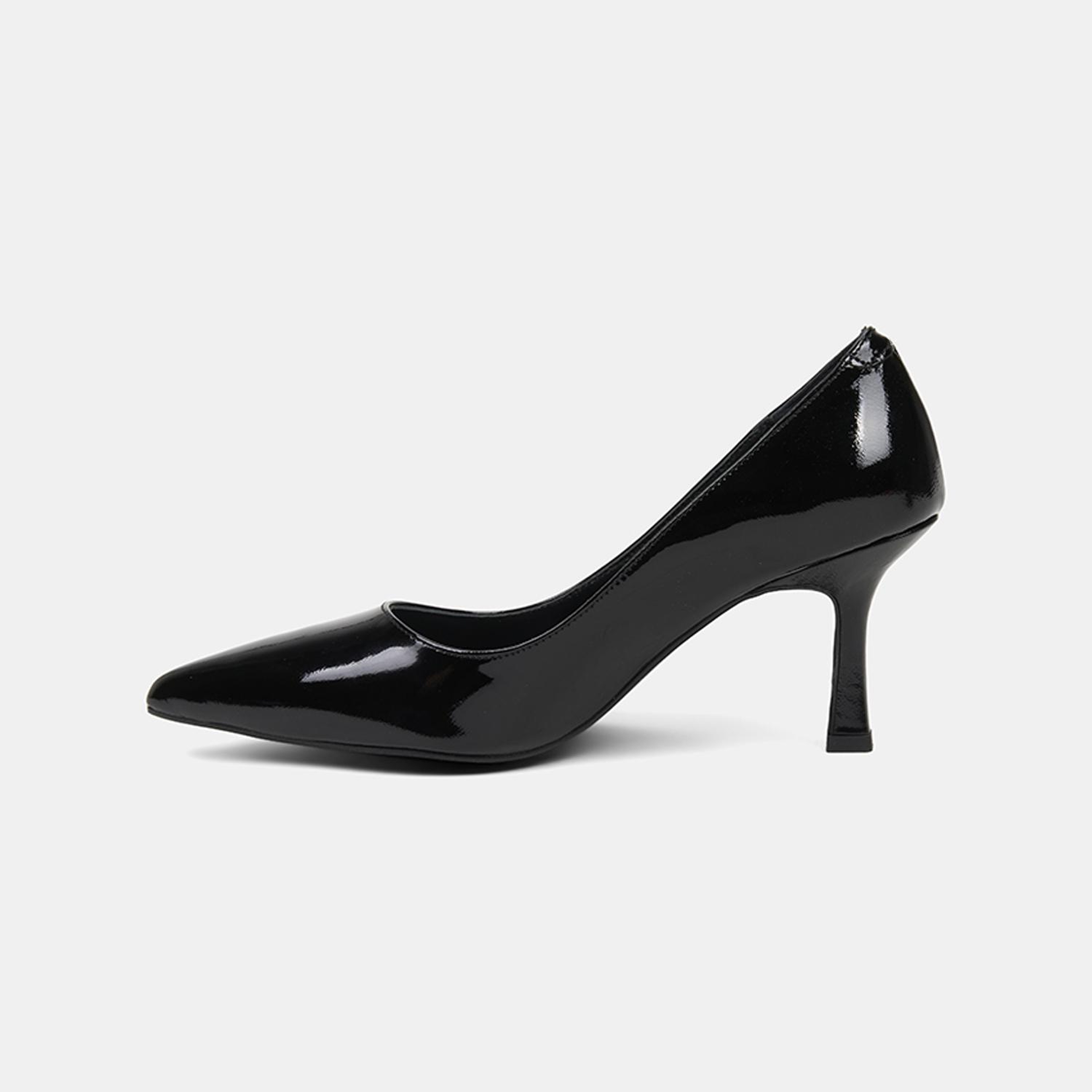 Kadın Siyah Sivri Burunlu Klasik Rugan Deri Stiletto