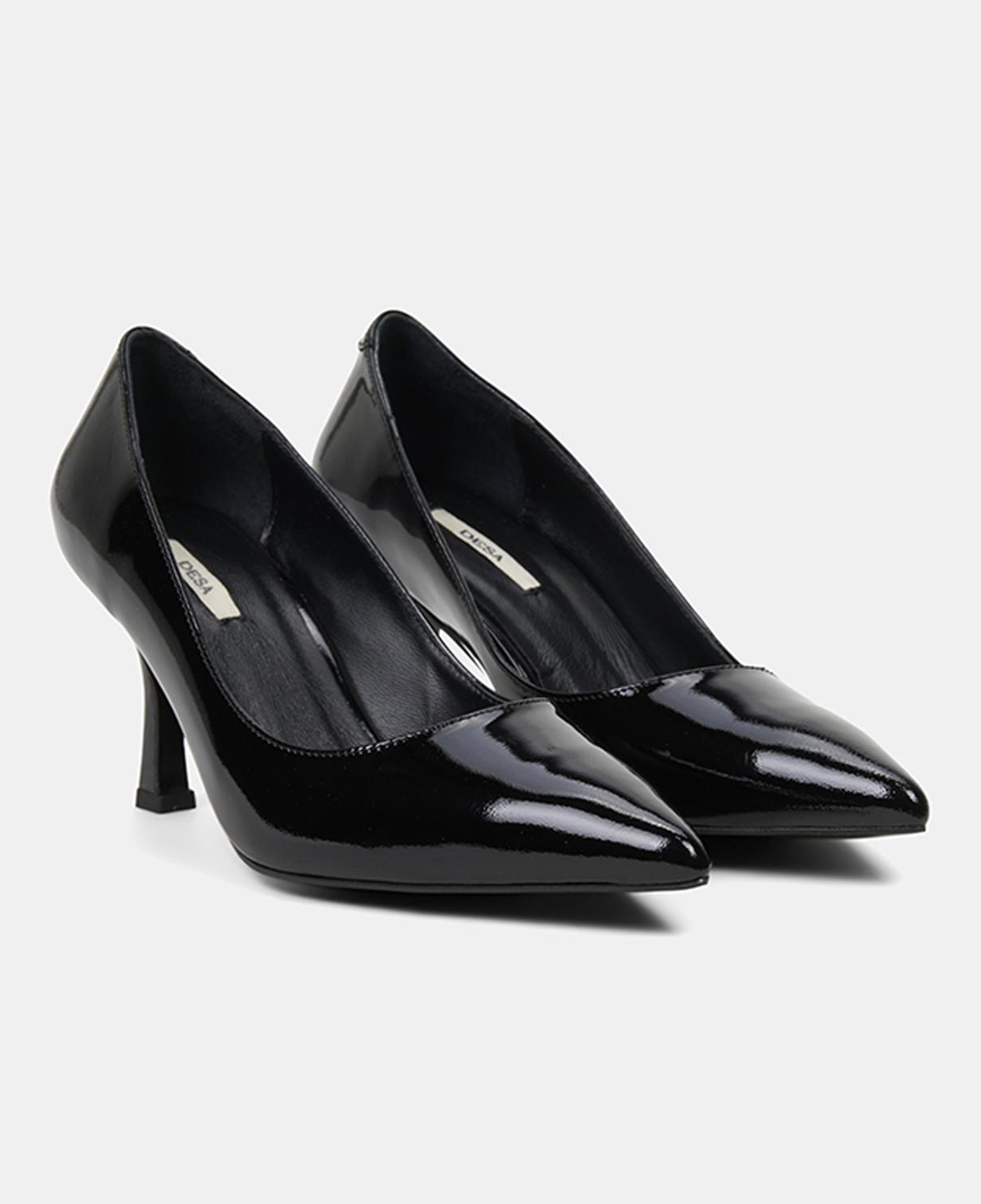 Kadın Siyah Sivri Burunlu Klasik Rugan Deri Stiletto