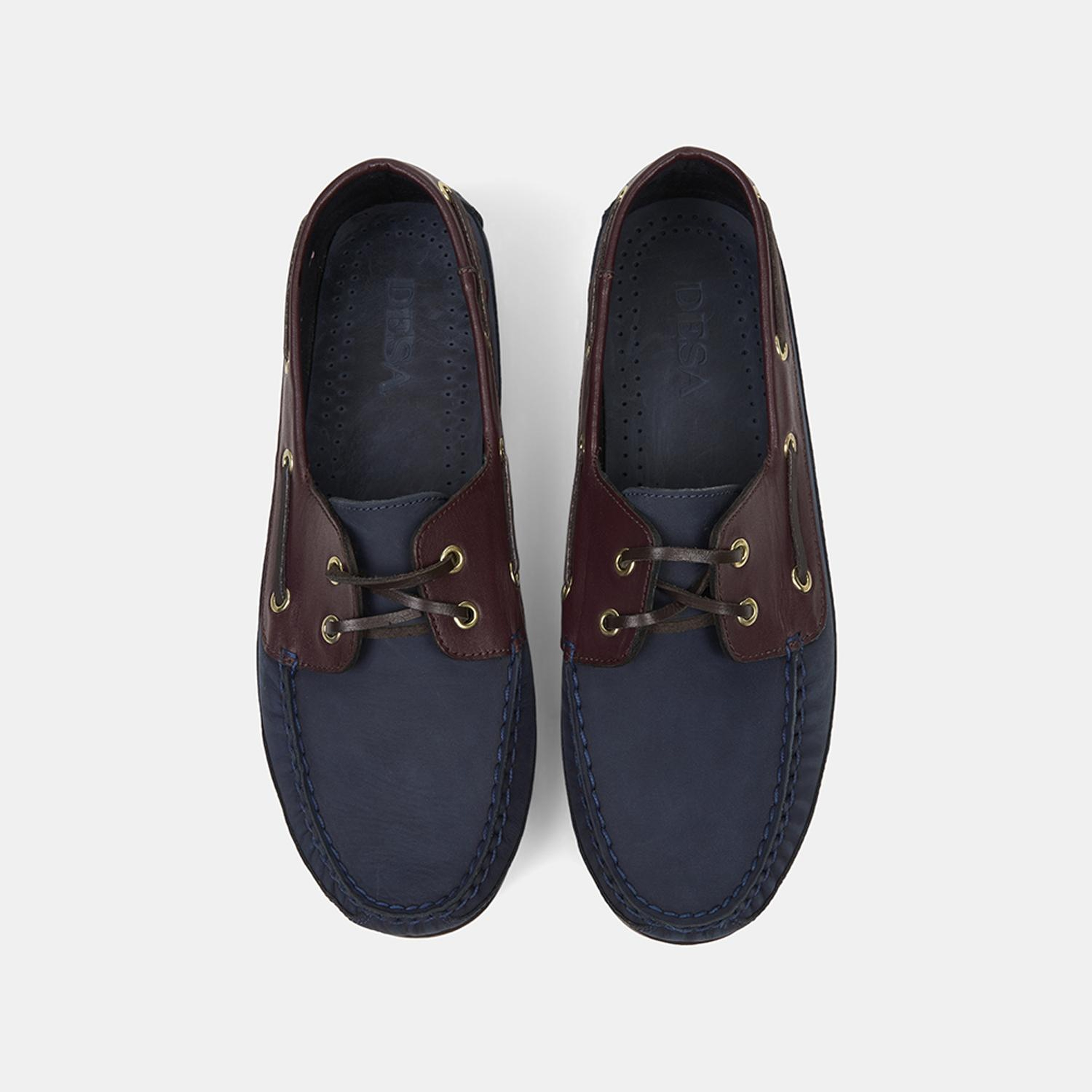 Erkek Lacivert - Bordo Detaylı Nubuk Deri Loafer