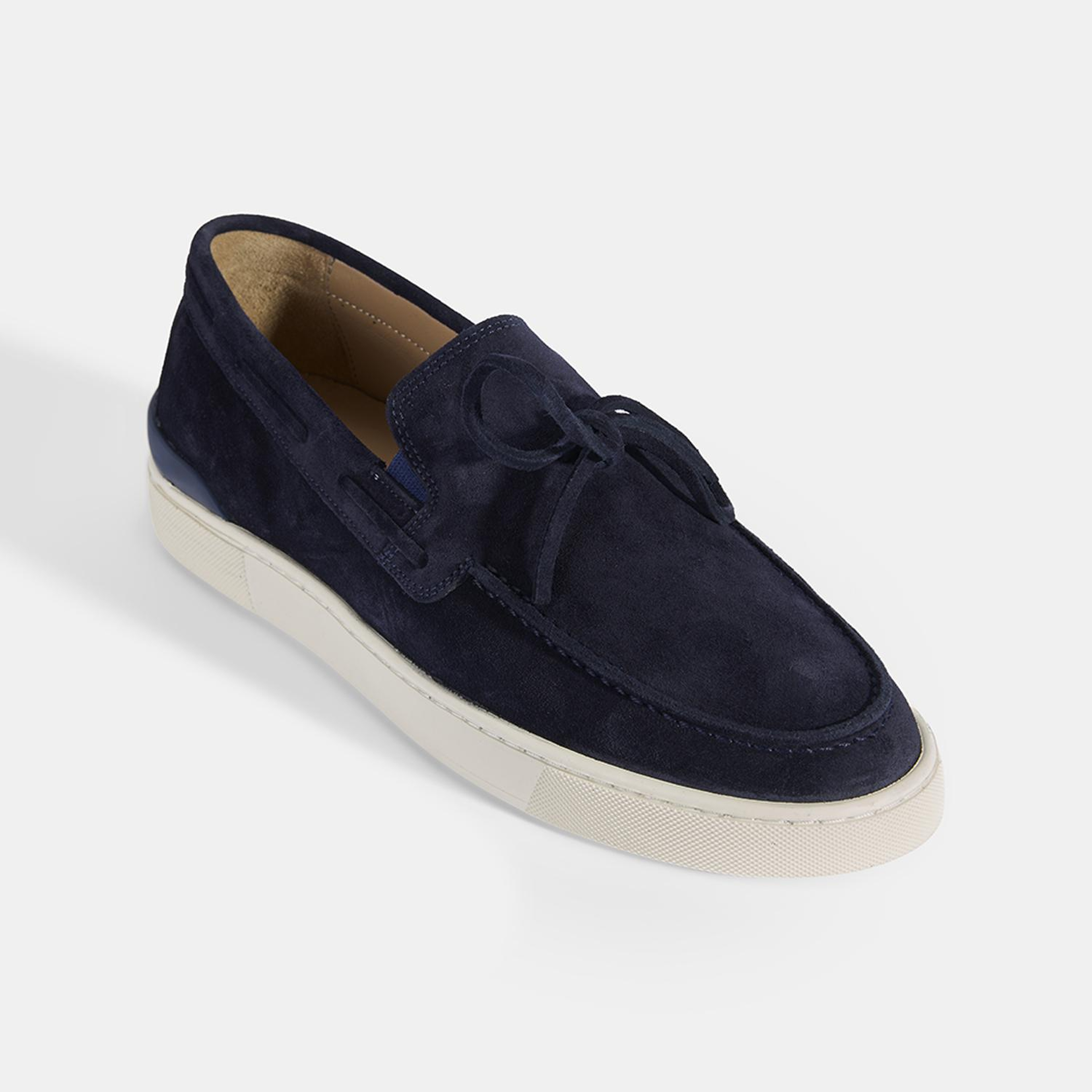 Erkek Lacivert Bağcık Detaylı Süet Deri Loafer