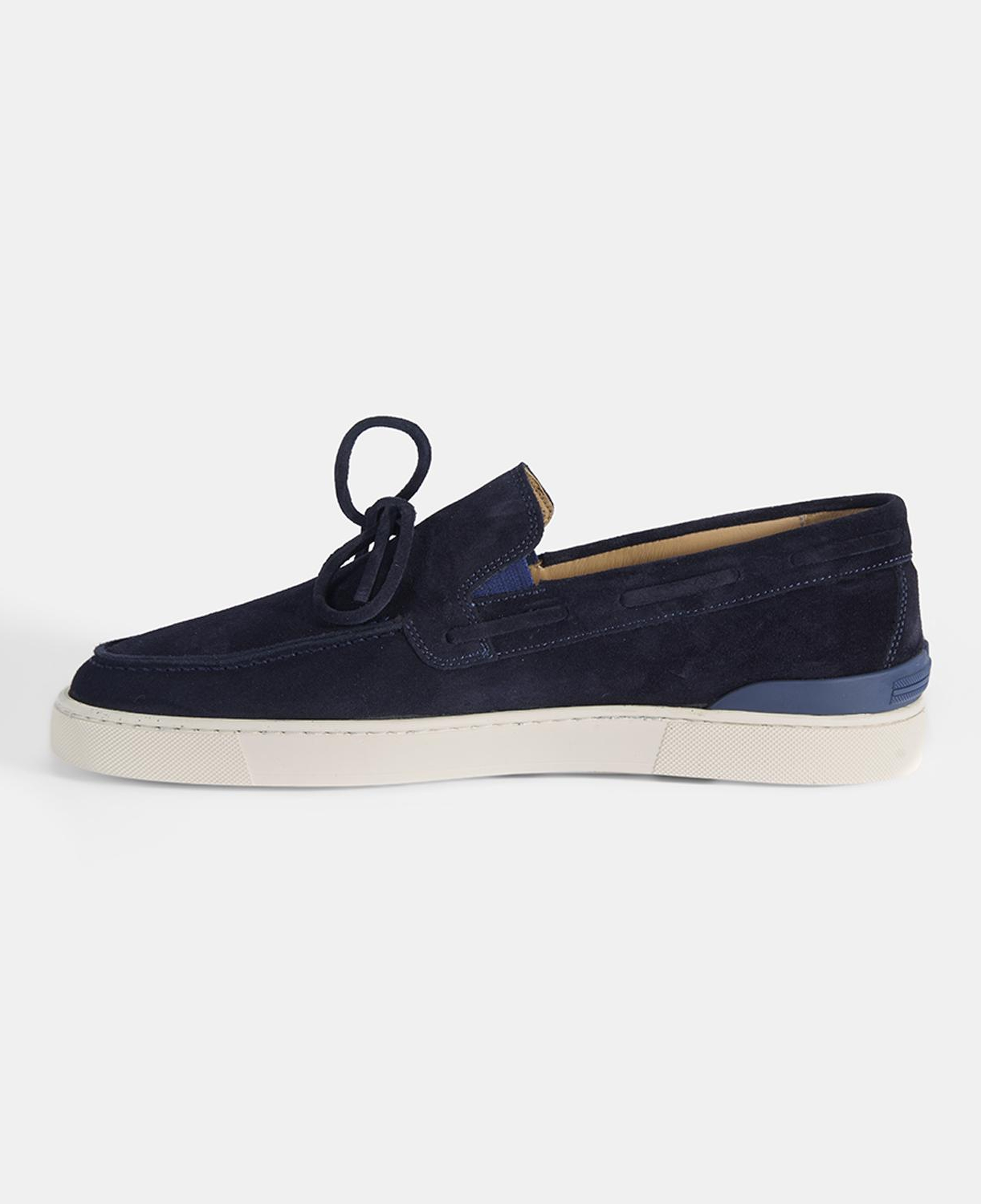 Erkek Lacivert Bağcık Detaylı Süet Deri Loafer