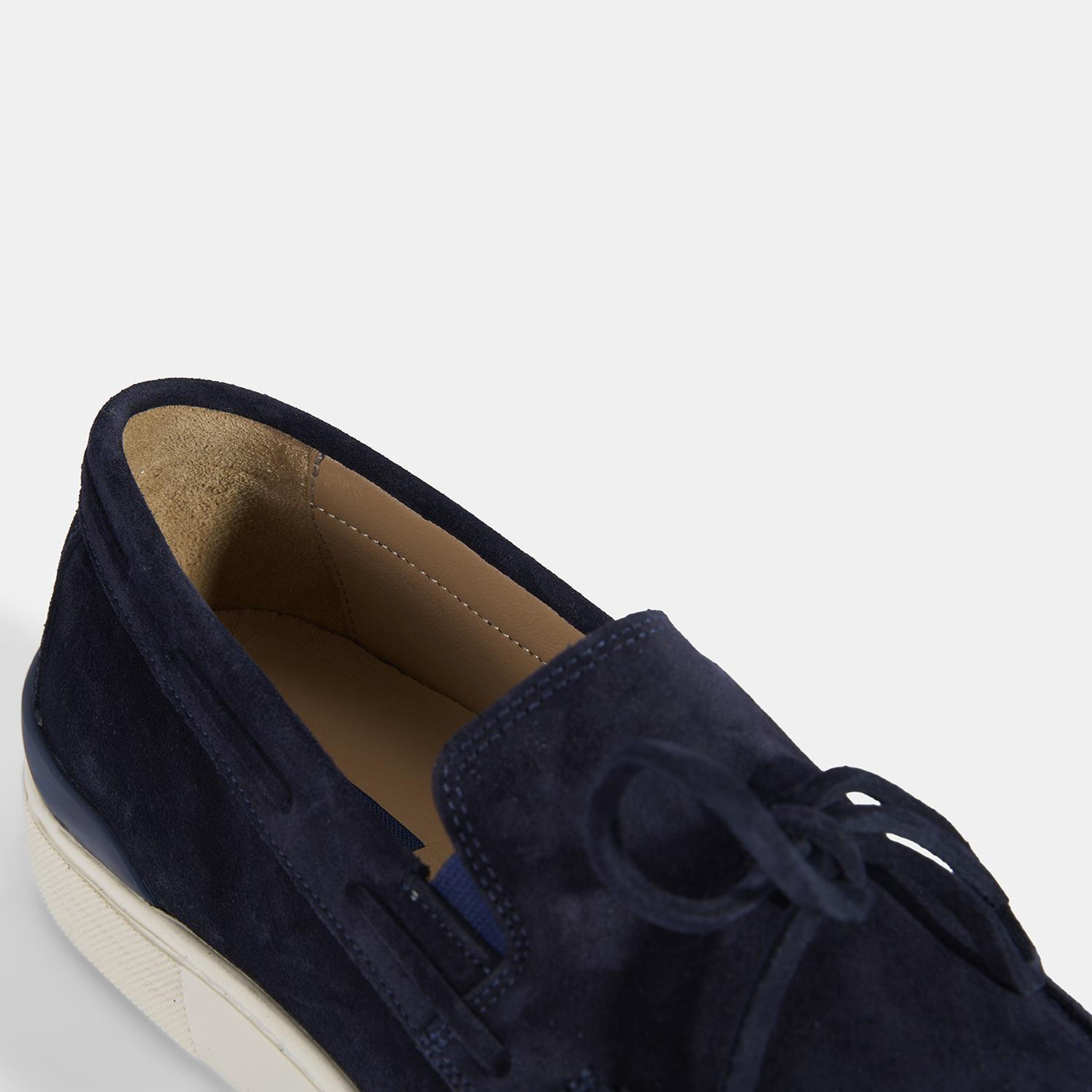 Erkek Lacivert Bağcık Detaylı Süet Deri Loafer
