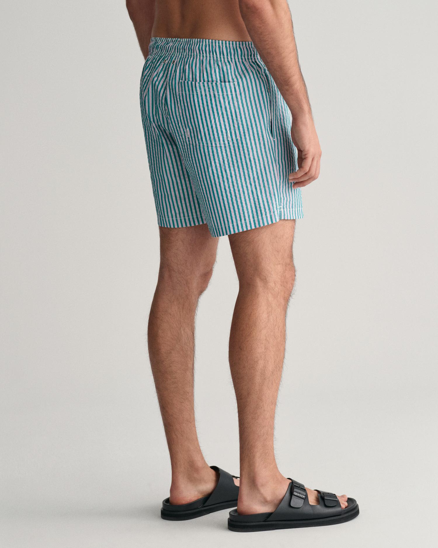 GANT Erkek Yeşil Regular Fit Çizgili Deniz Şortu