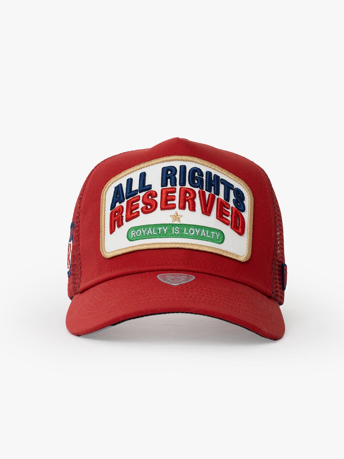 RustandRich - Trucker Hat-Curved Visor-Urban Collection-All Right Reserved - Kadın Erkek - Kırmızı
