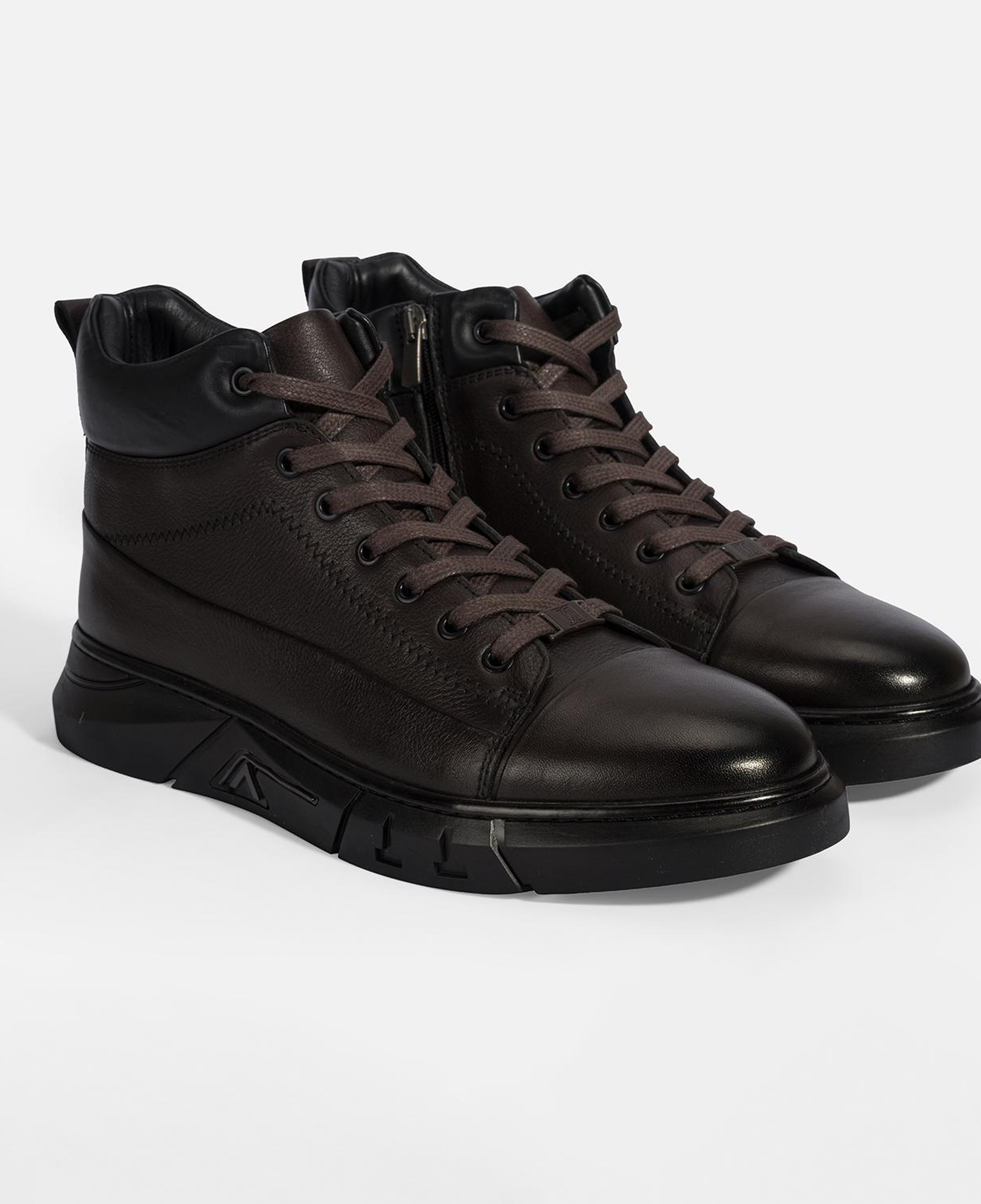 Erkek Kahve Bağcıklı Deri Bot