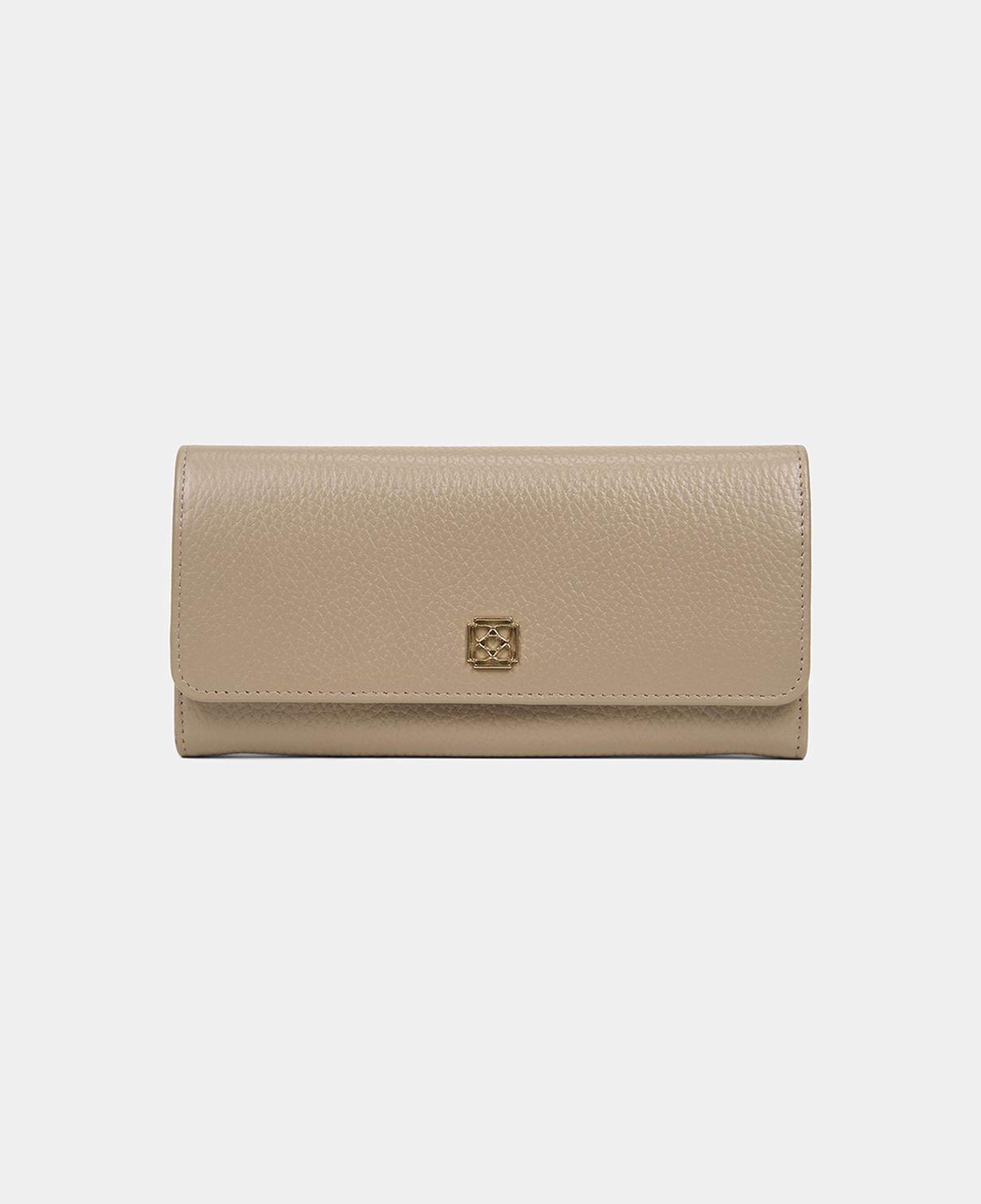 Kadın Bej Kapaklı Deri Cüzdan