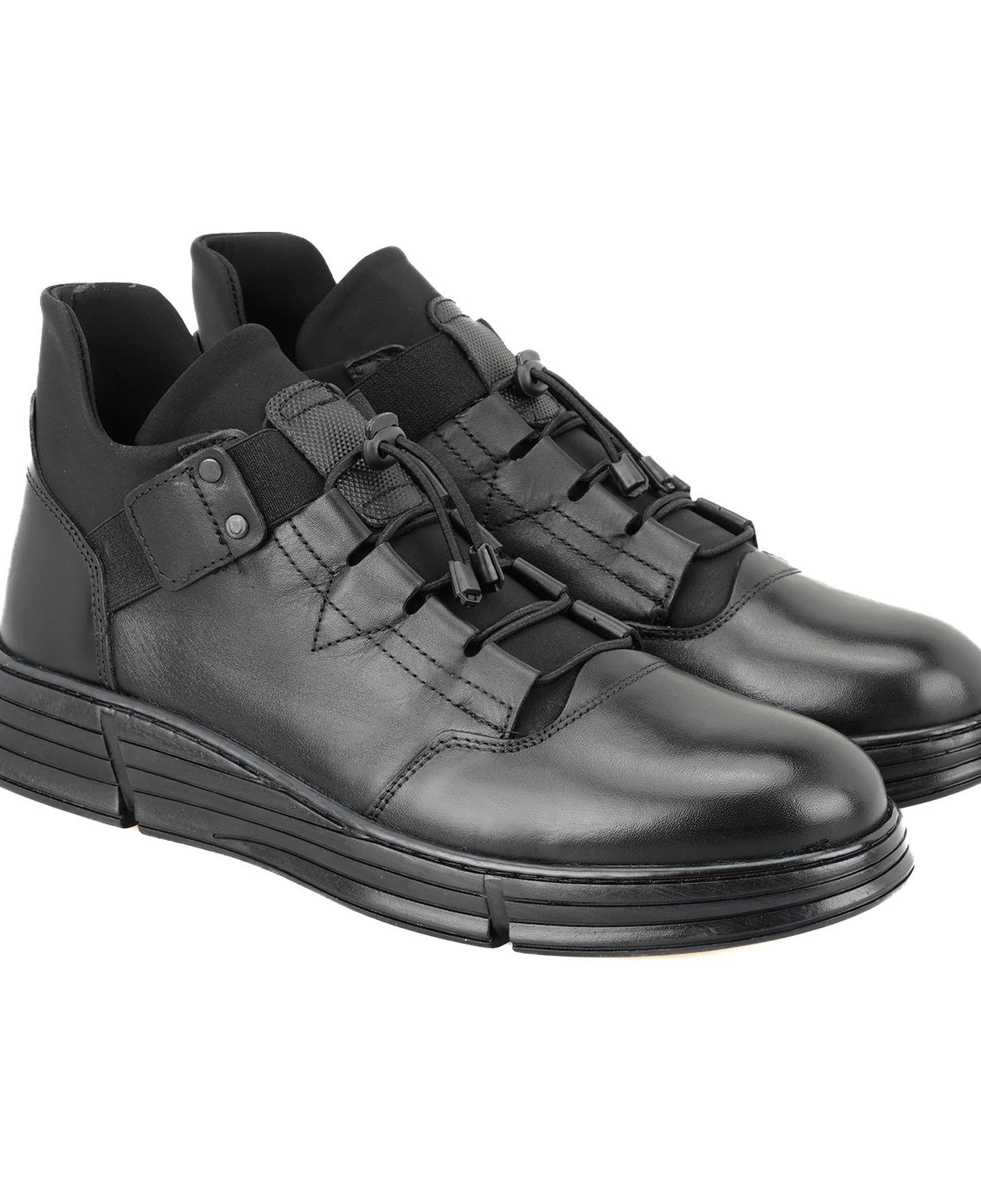 Pavel Siyah Erkek Bağcıklı Deri Bot