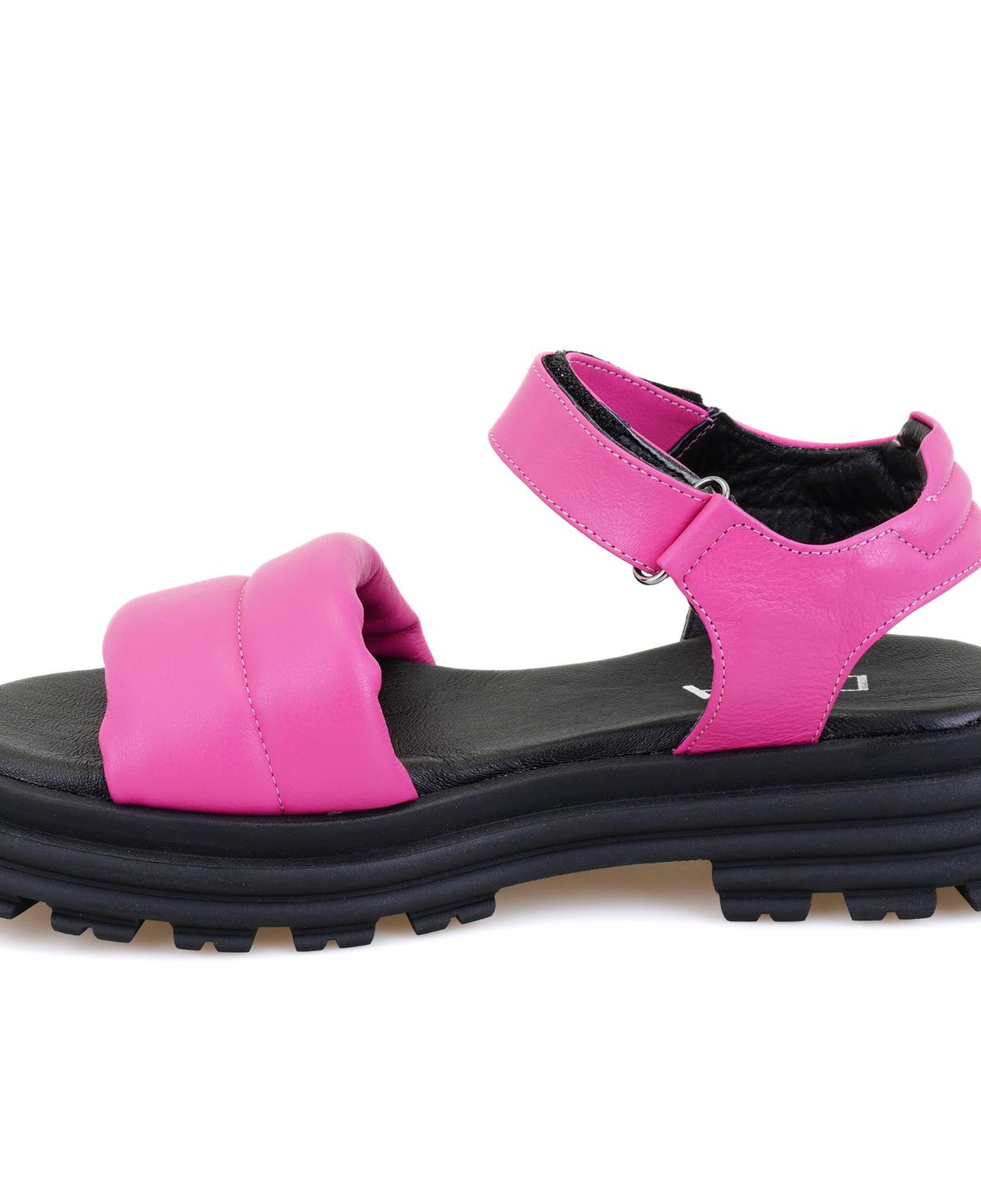 Kadın Pembe Dolgu Tabanlı Deri Sandalet