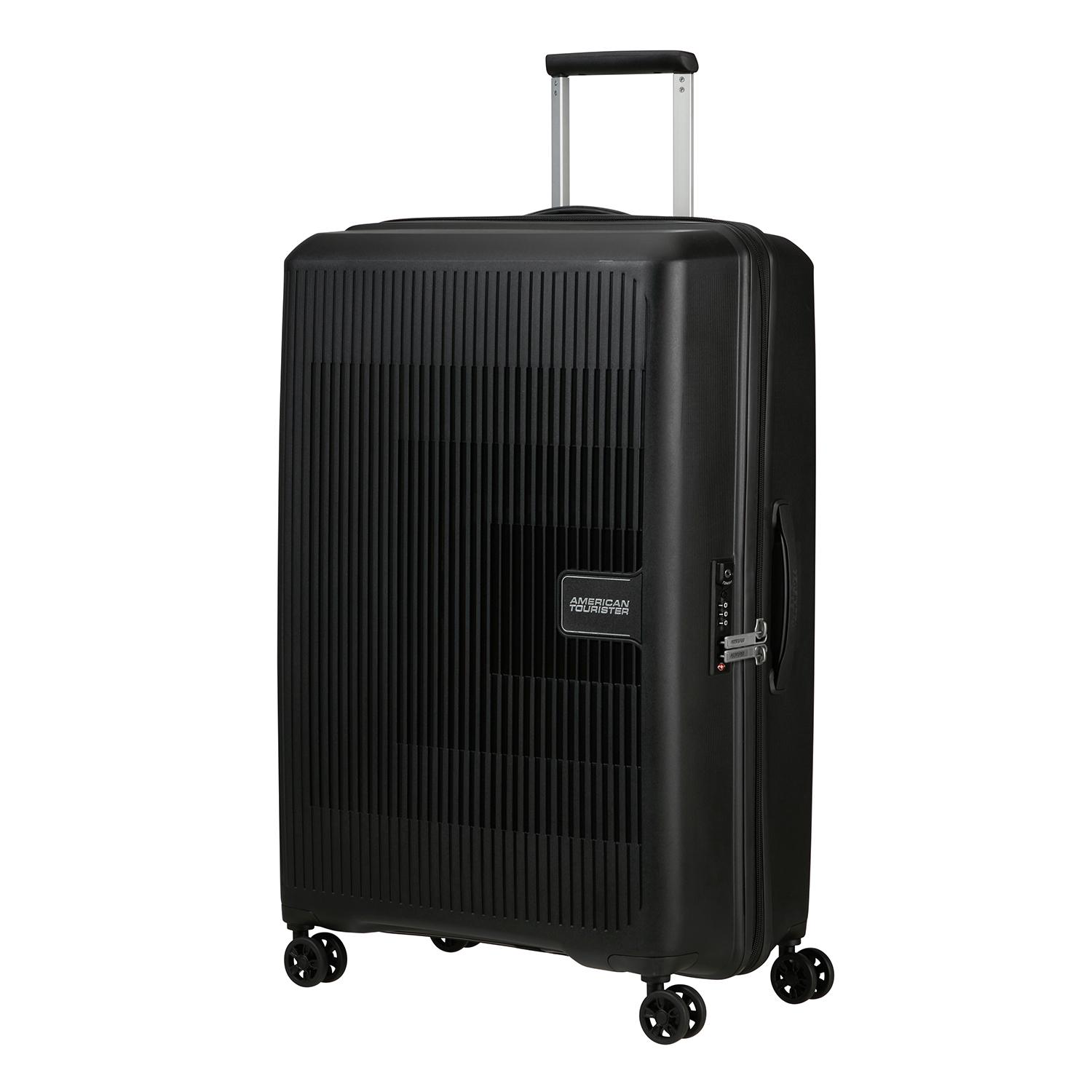 American Tourister Siyah Aerostep - Spinner Körüklü 4 Tekerlekli Büyük Boy Valiz 77 cm