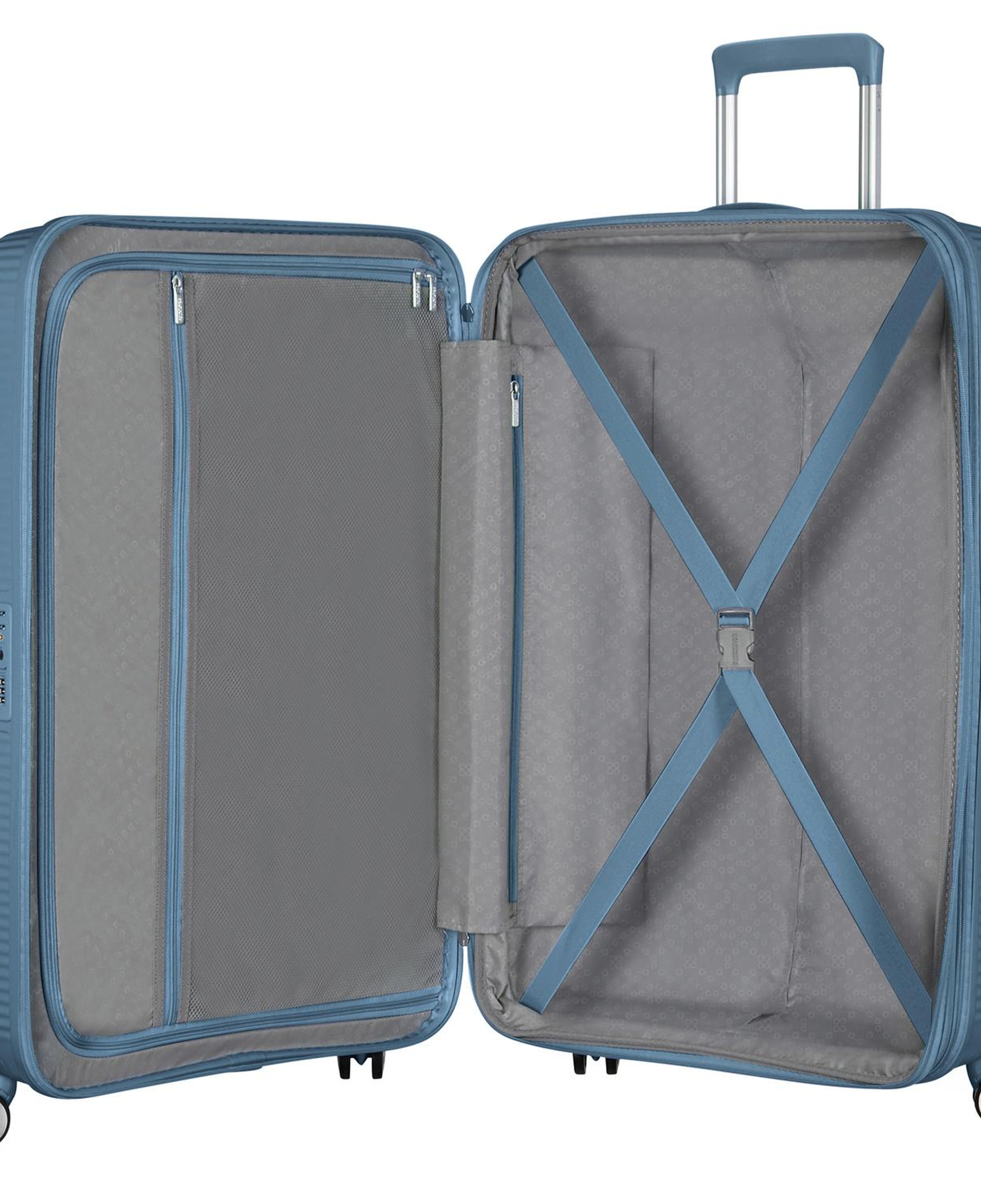 American Tourister Mavi Soundbox - Körüklü 67 cm Orta Boy Sert Valiz