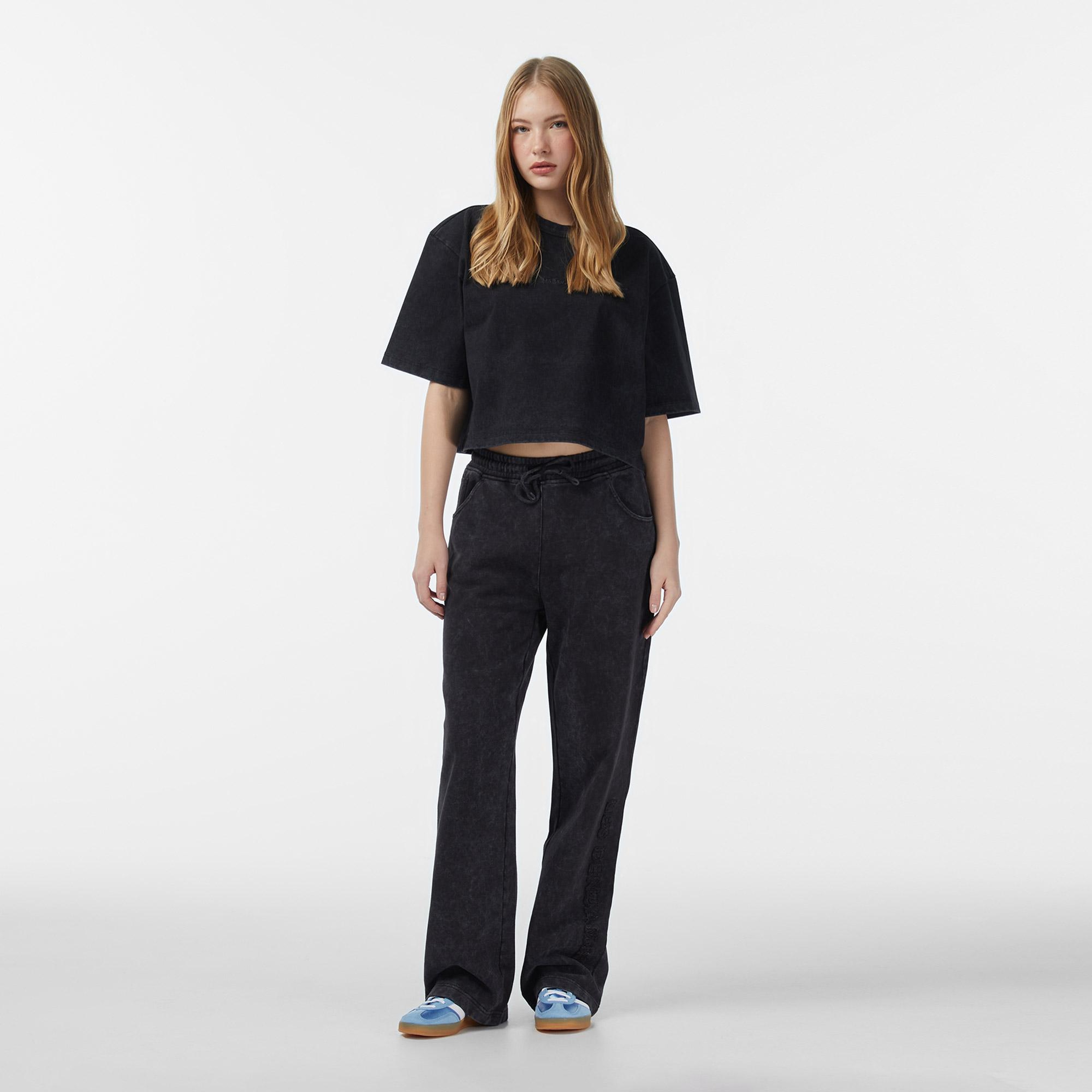 Les Benjamins Crop Oversize Fit Kadın Siyah T-Shirt