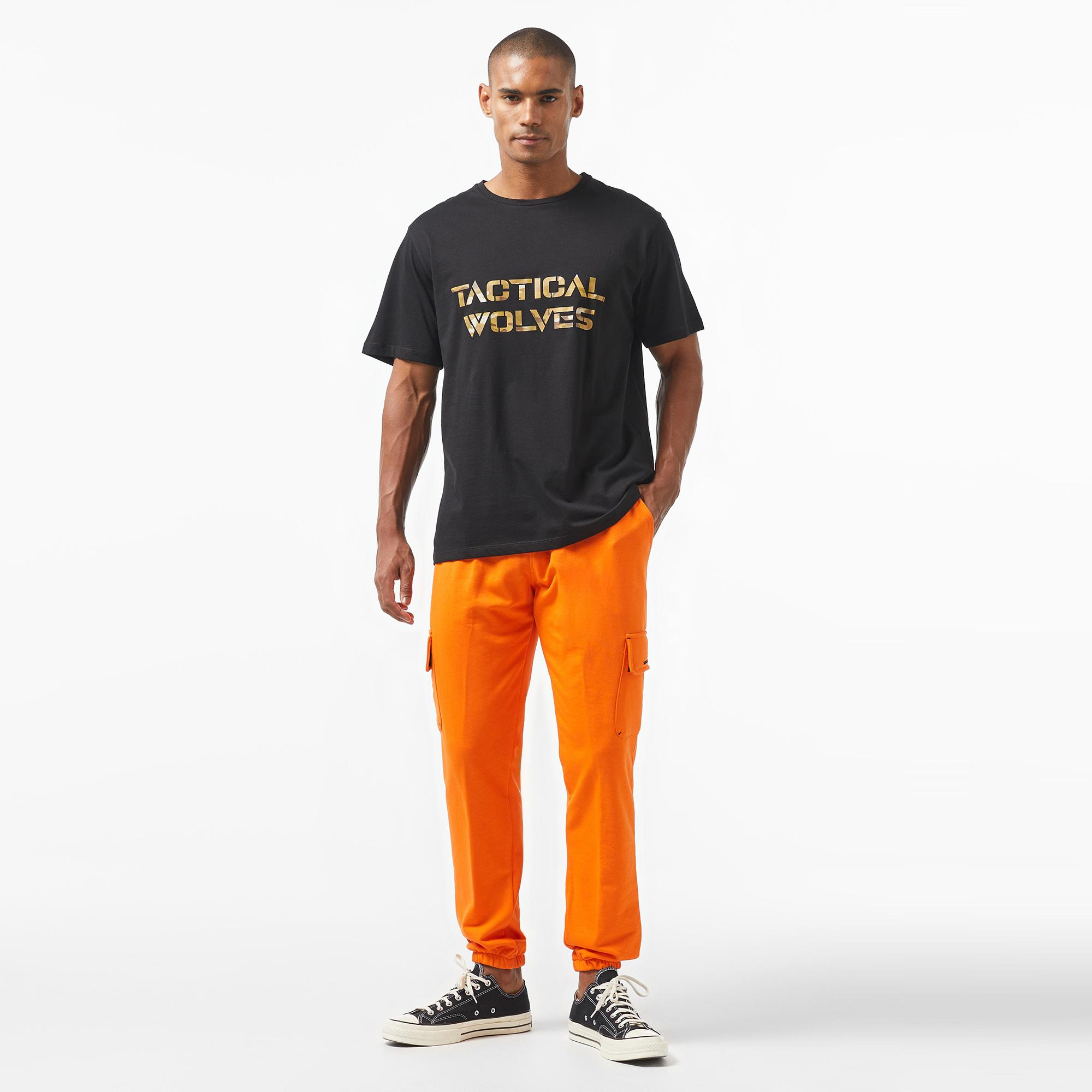 Tactical Wolves Kapakli Cepli Jogger Erkek Turuncu Eşofman Altı