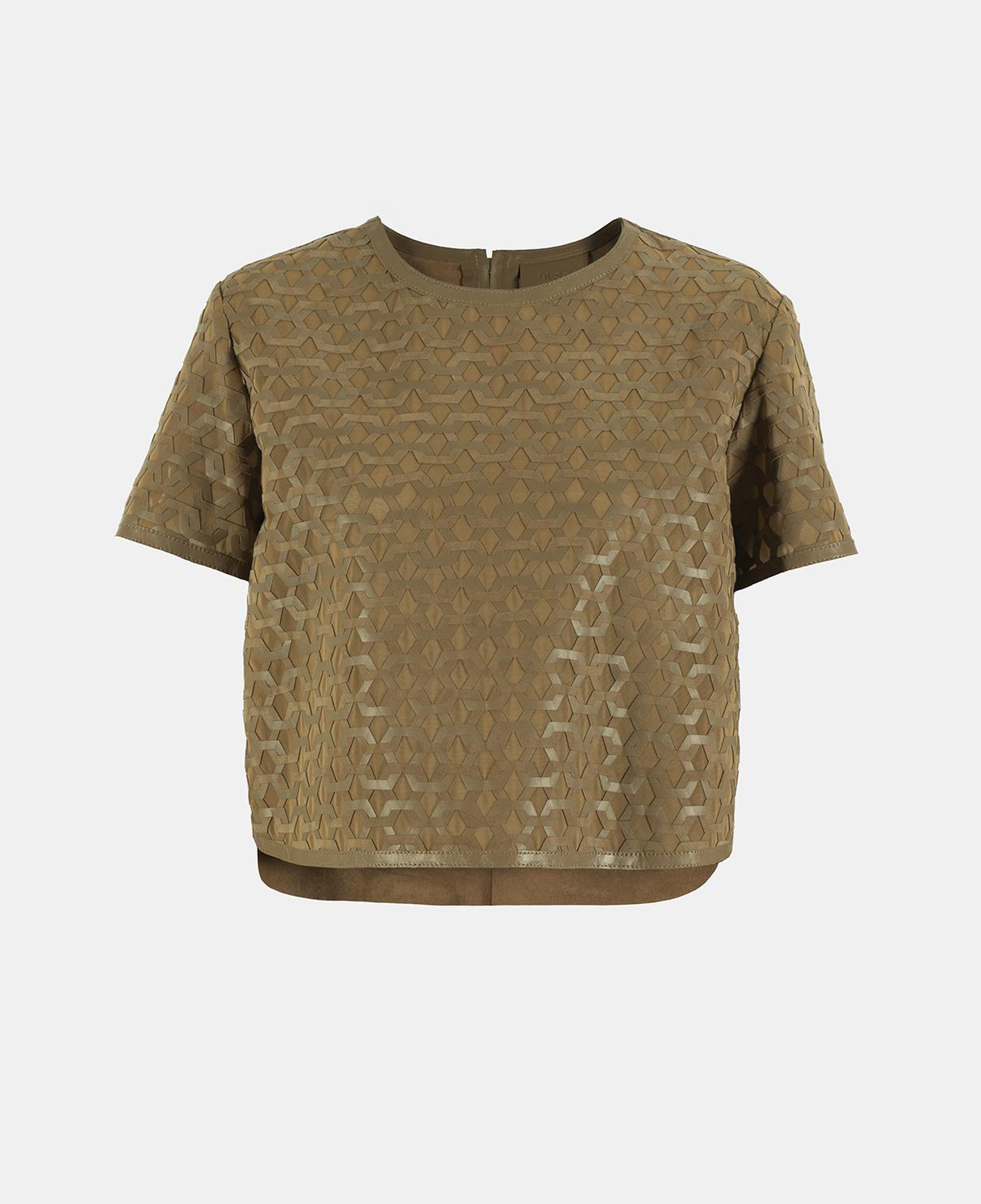 Kadın Taba Deri Detaylı Bluz