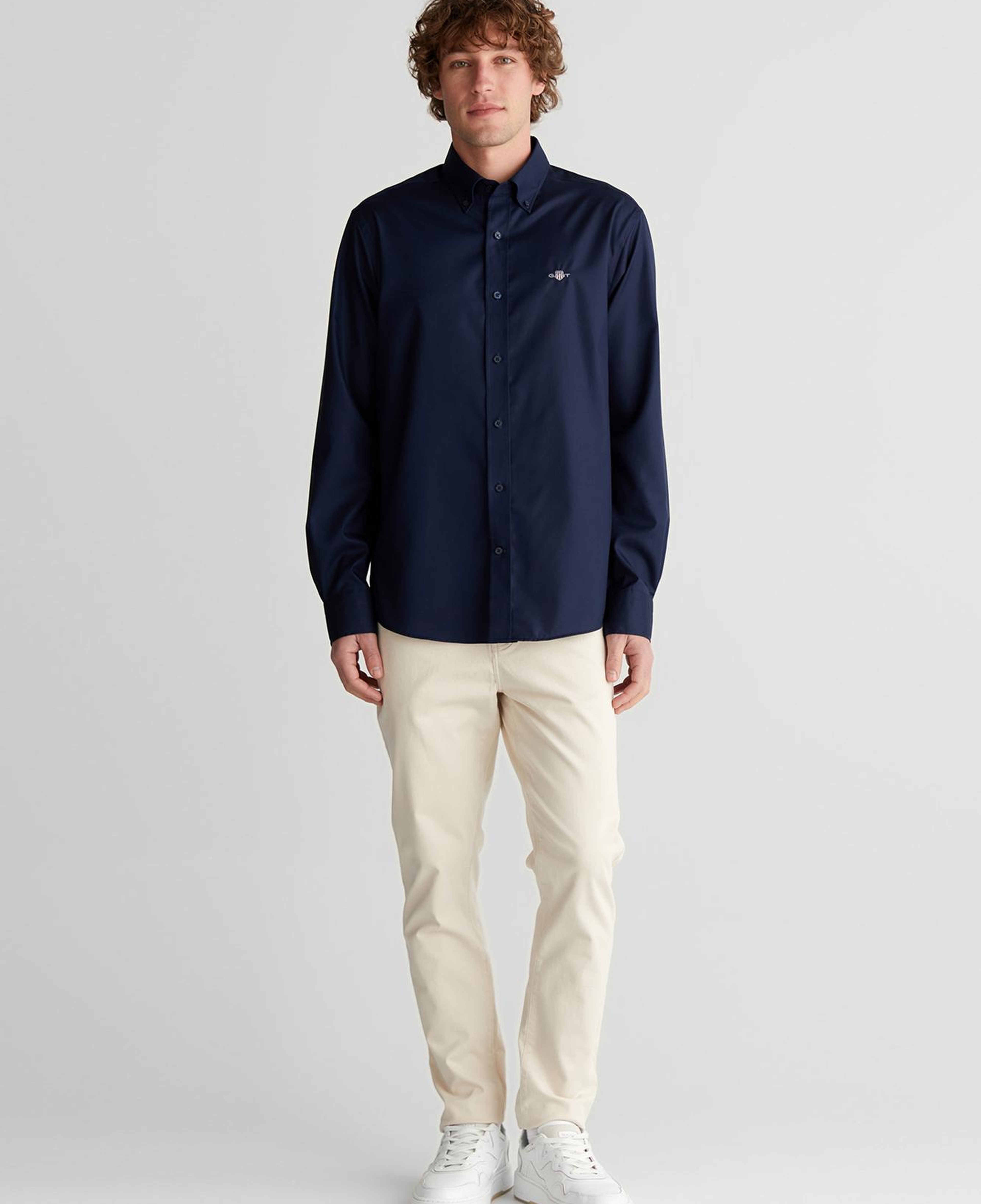 GANT Erkek Lacivert Düğmeli Yaka Logolu Gömlek