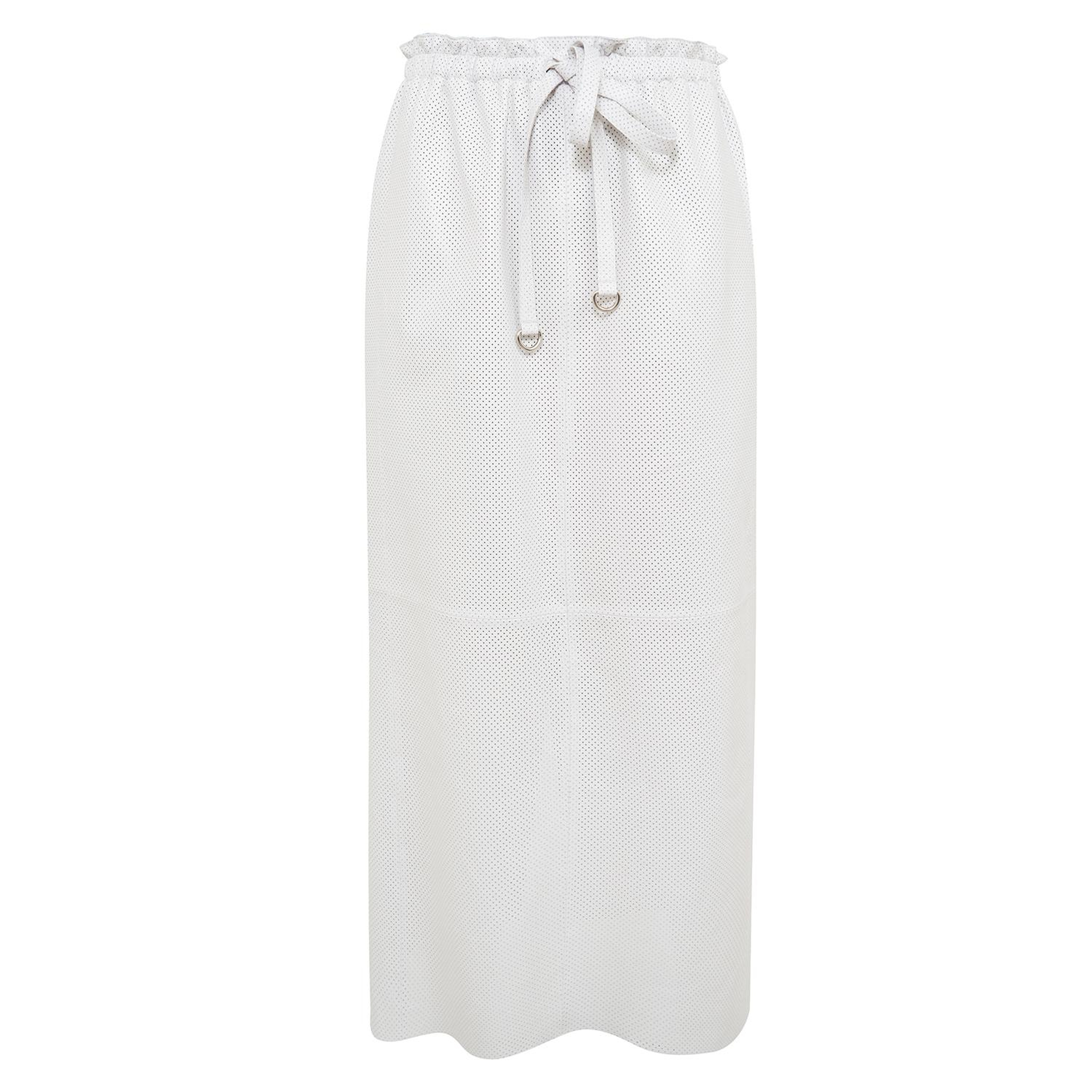 Juliet Beyaz Kadın Perforeli Deri Etek