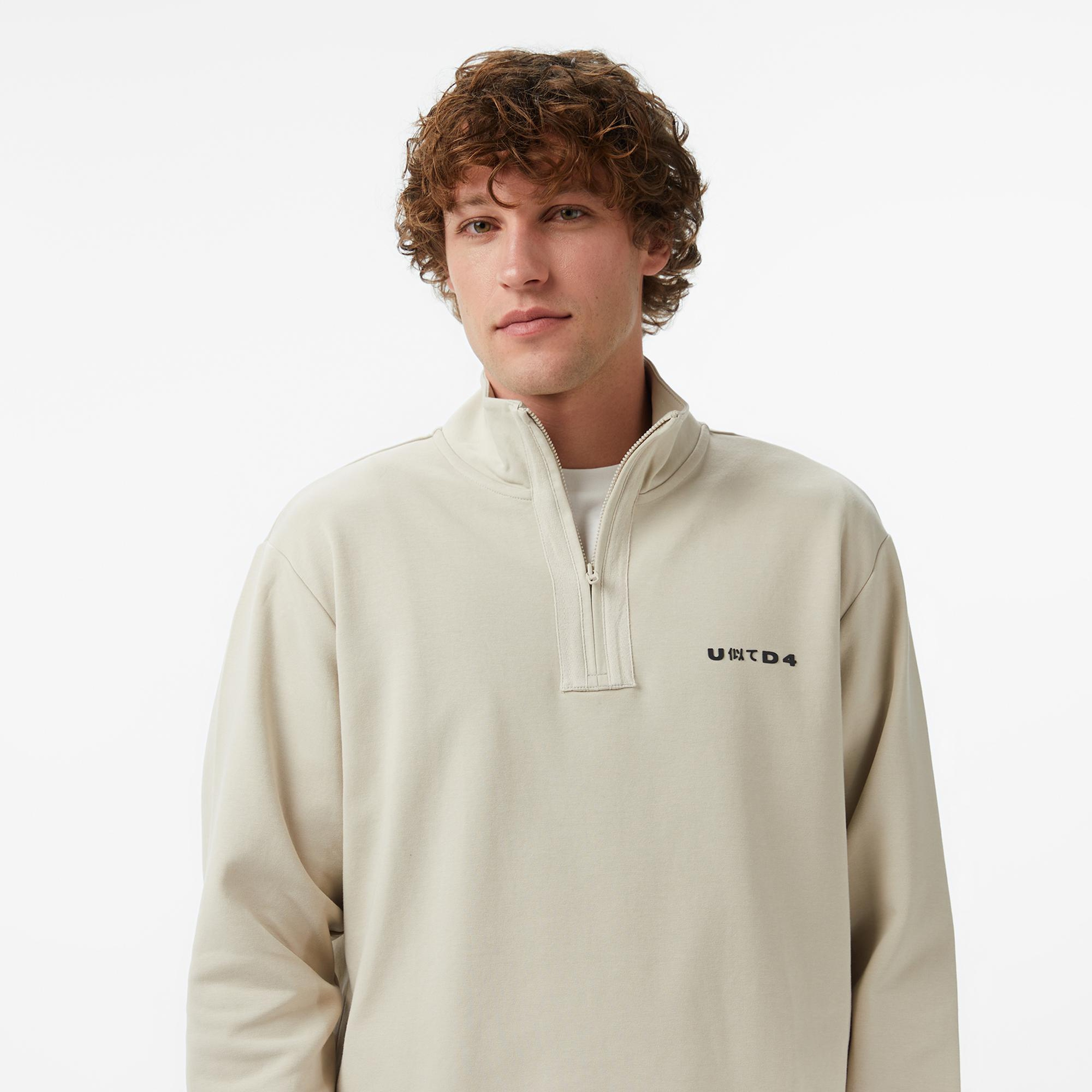 UNITED4 Regular Fit Erkek Bej Sweatshirt