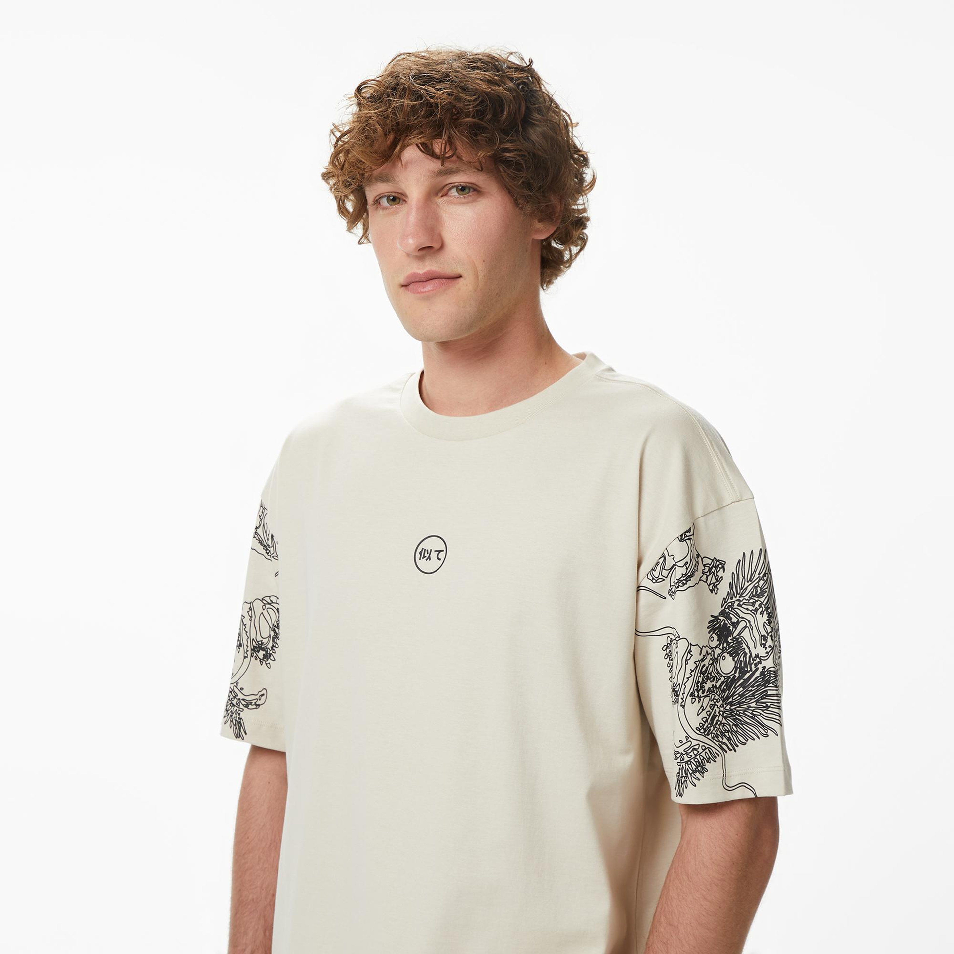 UNITED4 Regular Fit Erkek Krem T-Shirt