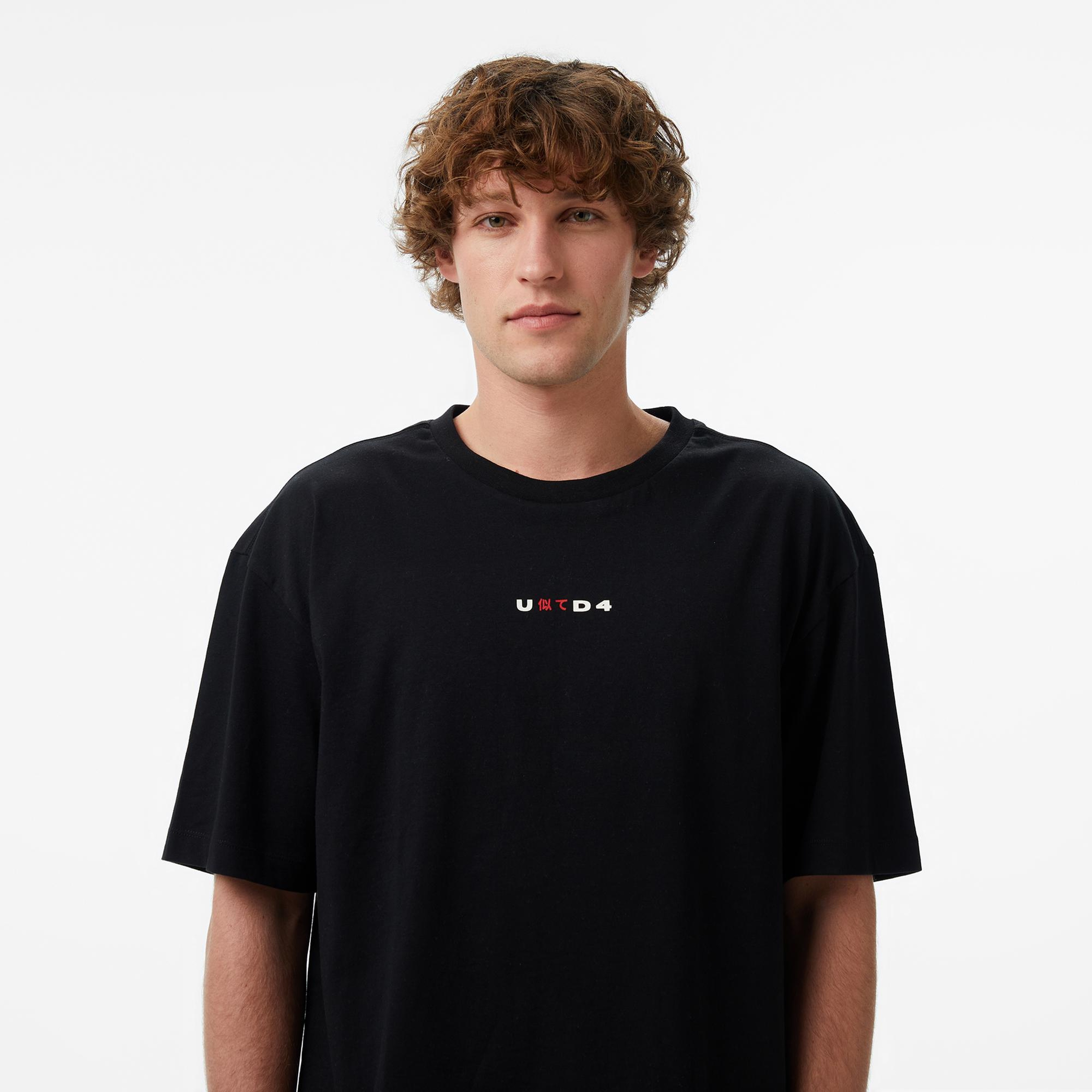 UNITED4 Regular Fit Erkek Siyah T-Shirt