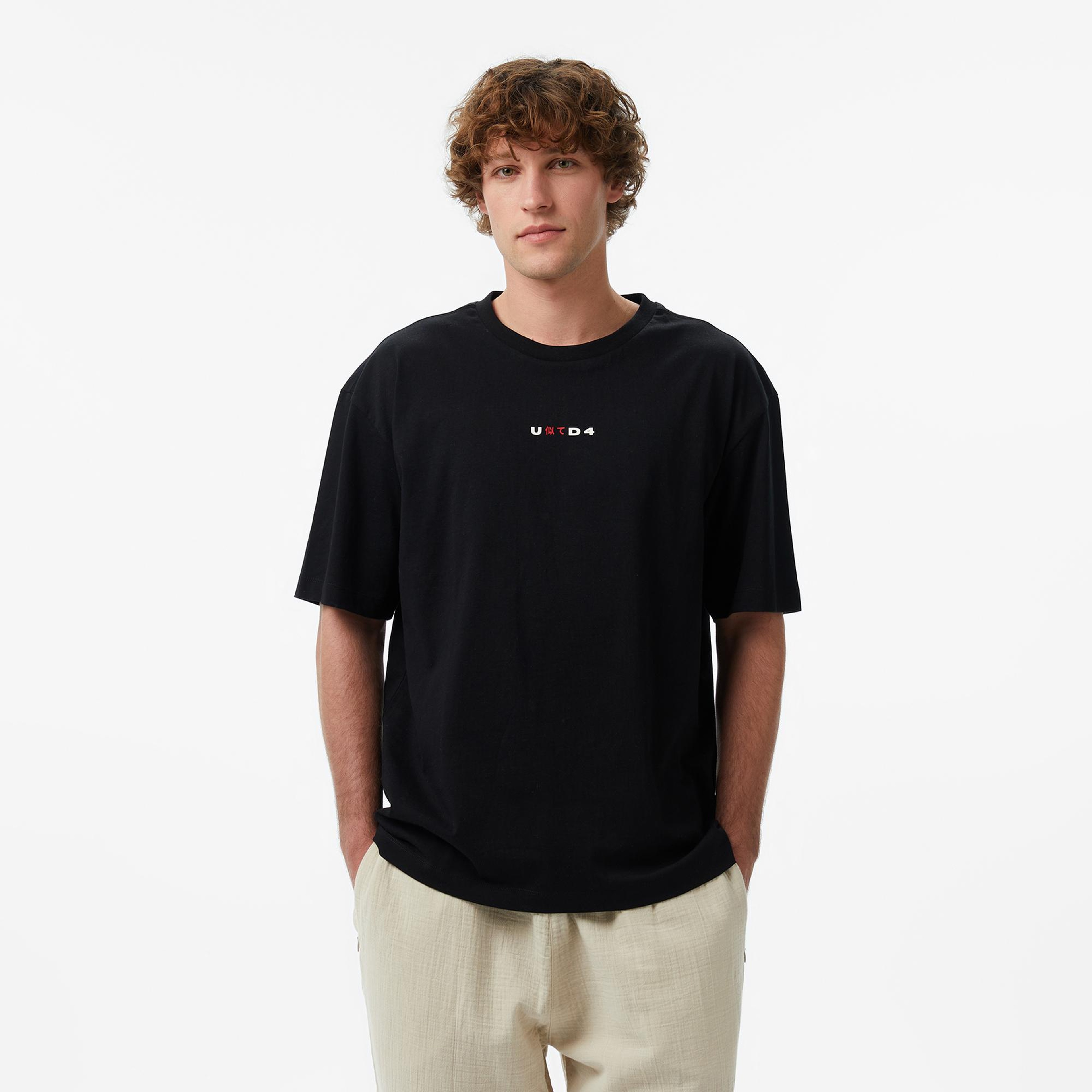 UNITED4 Regular Fit Erkek Siyah T-Shirt